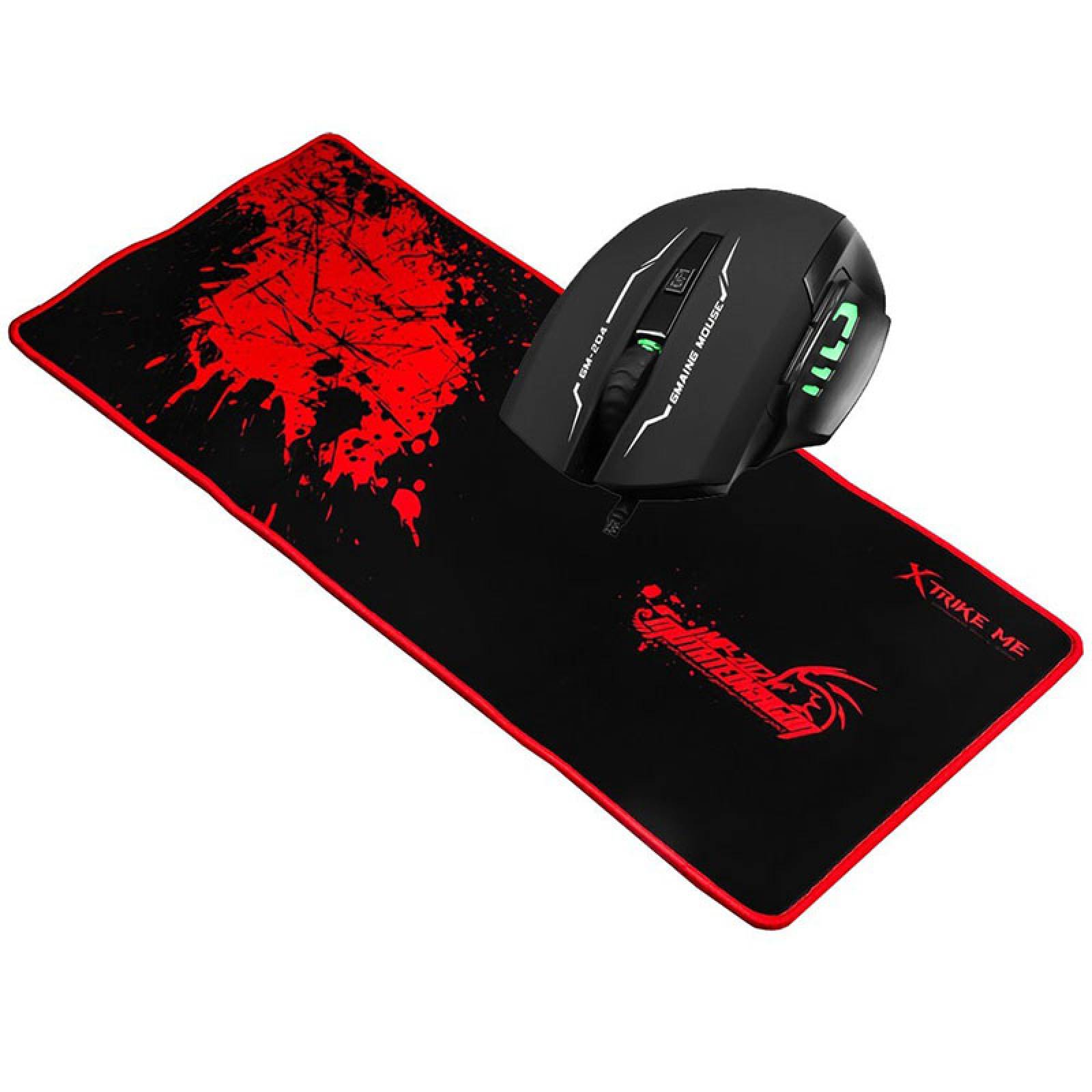 Kit Mouse Gamer Optico + Mouse Pad Largo Xtrike Me