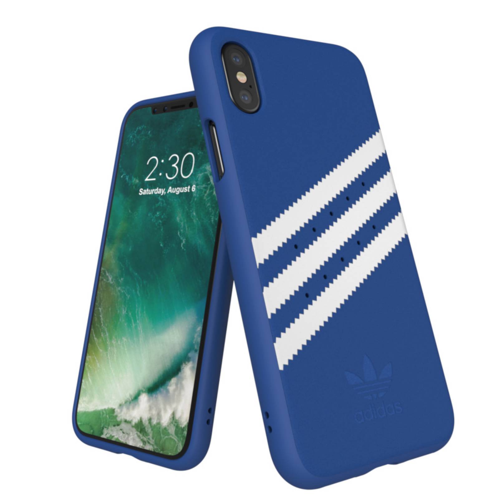 Funda Stripes Adidas Originals iPhone XS y X Gamuza Azul