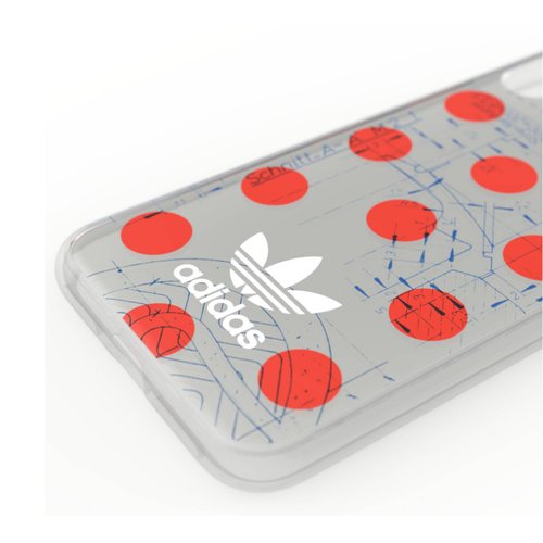 Funda diseño 70's Dots Adidas Originals iPhone XS y X Transparente lunares rojos