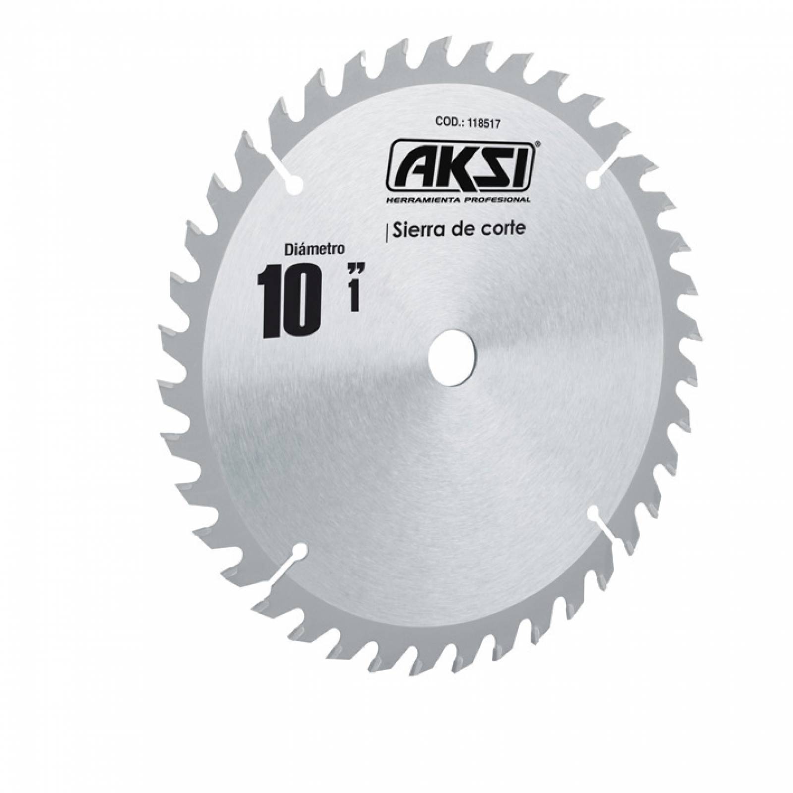 Sierra Aksi Circular Para  Madera 10", 60 Dientes, Centro 1"