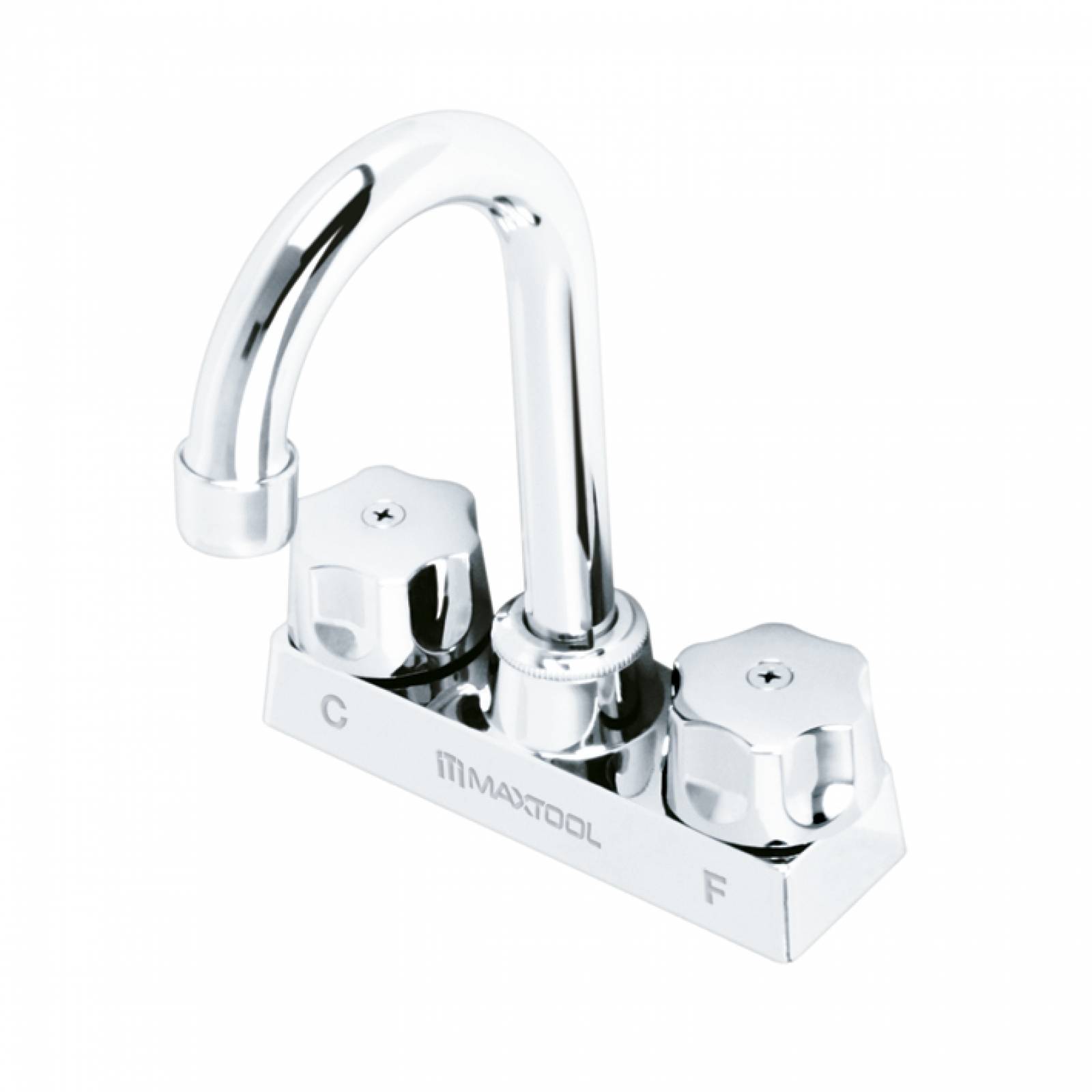 Mezcladora Maxtool Para Lavabo 4" Cuello Bar Maneral Tipo 4 Puntas, Abs Y Cuerpo Laton