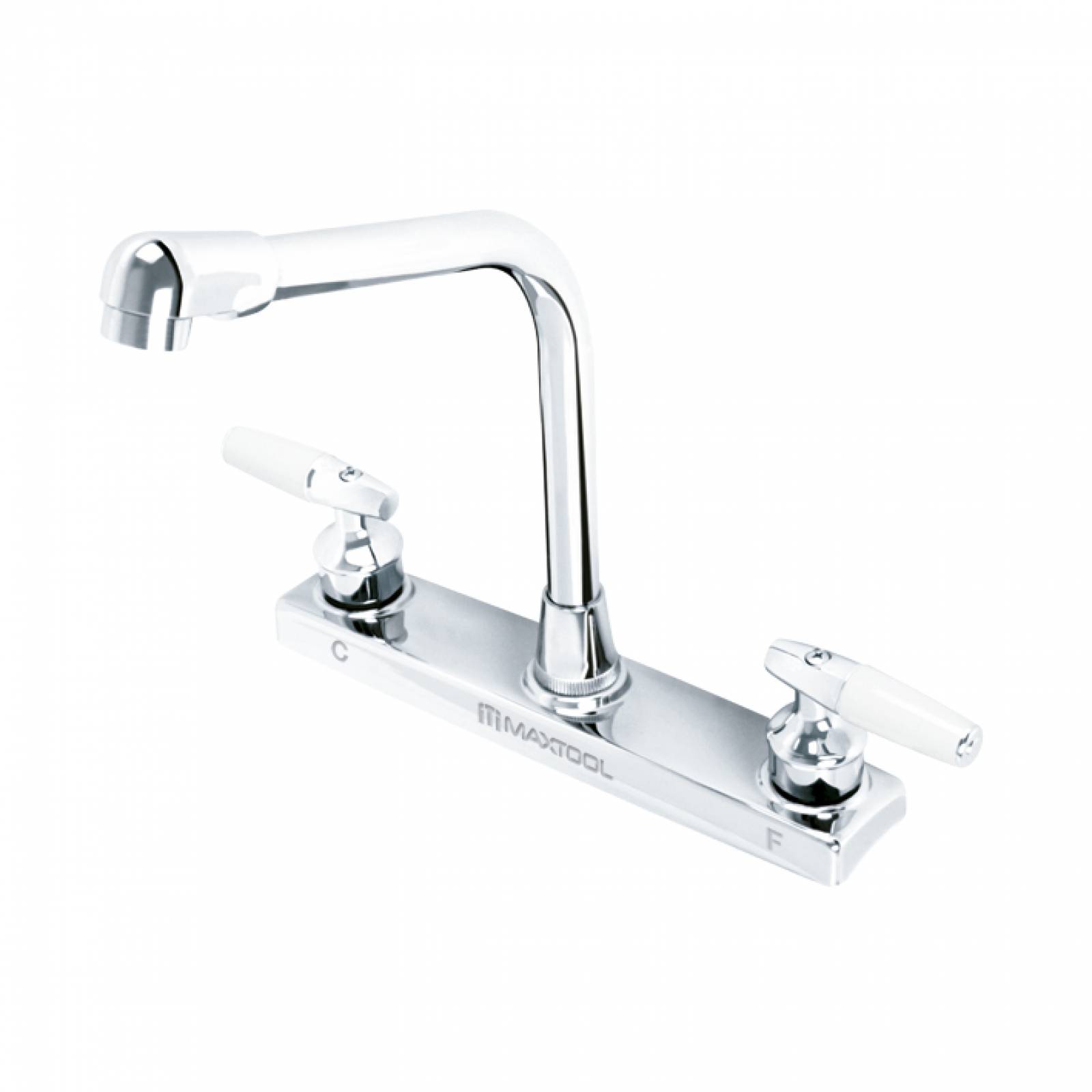 Mezcladora Maxtool De Cocina 8" Cuello Cobra Maneral Tipo Marfil Abs