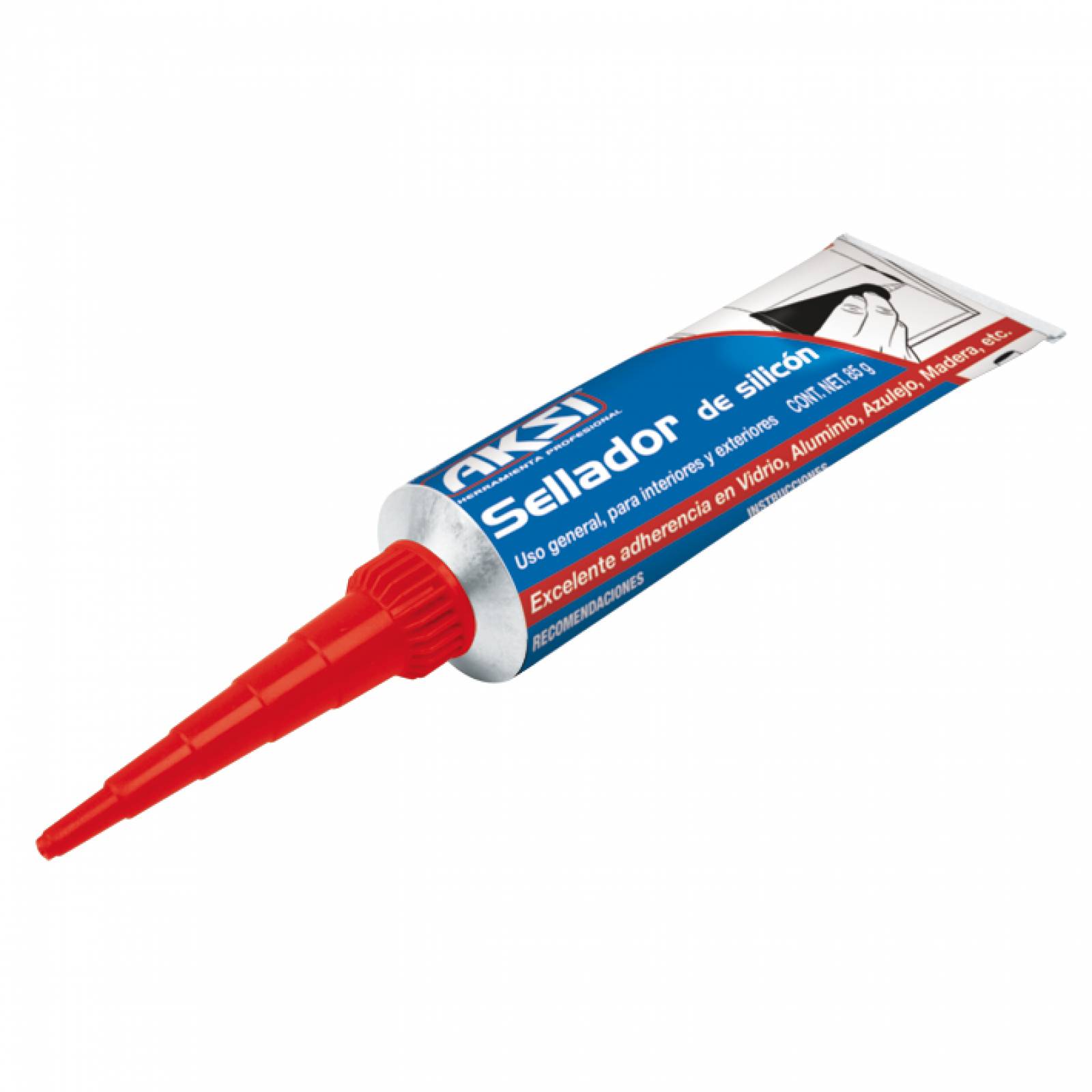 Sellador Aksi De Silicon 85g, Transparente-(6 Piezas)