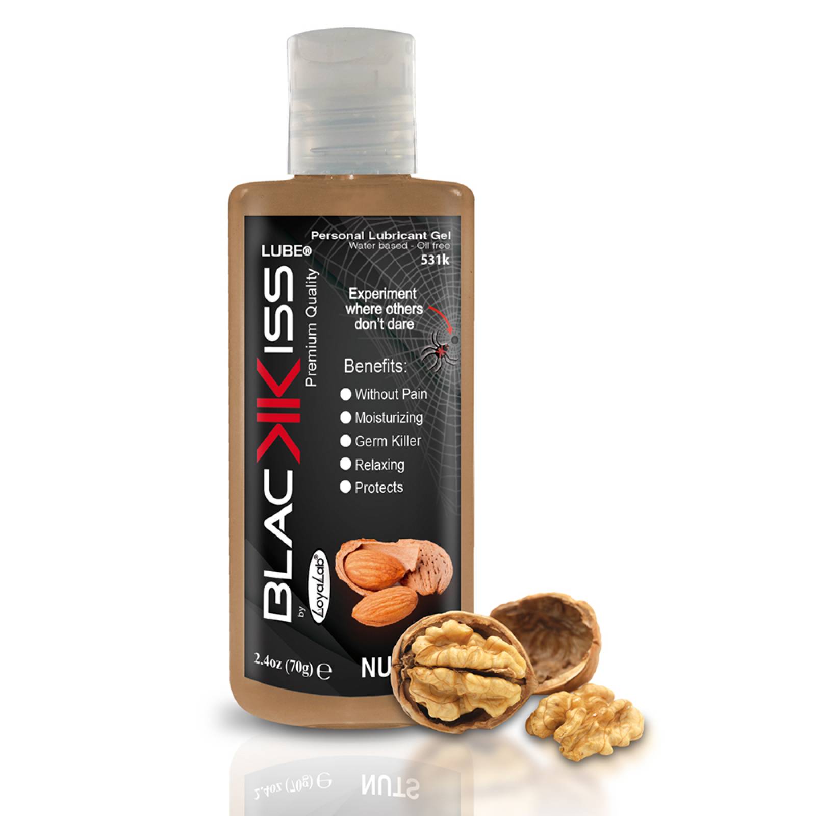 Gel Lubricante Anal Base Agua, Black Kiss Lube de Nuez 70 g, Mod: 531k
