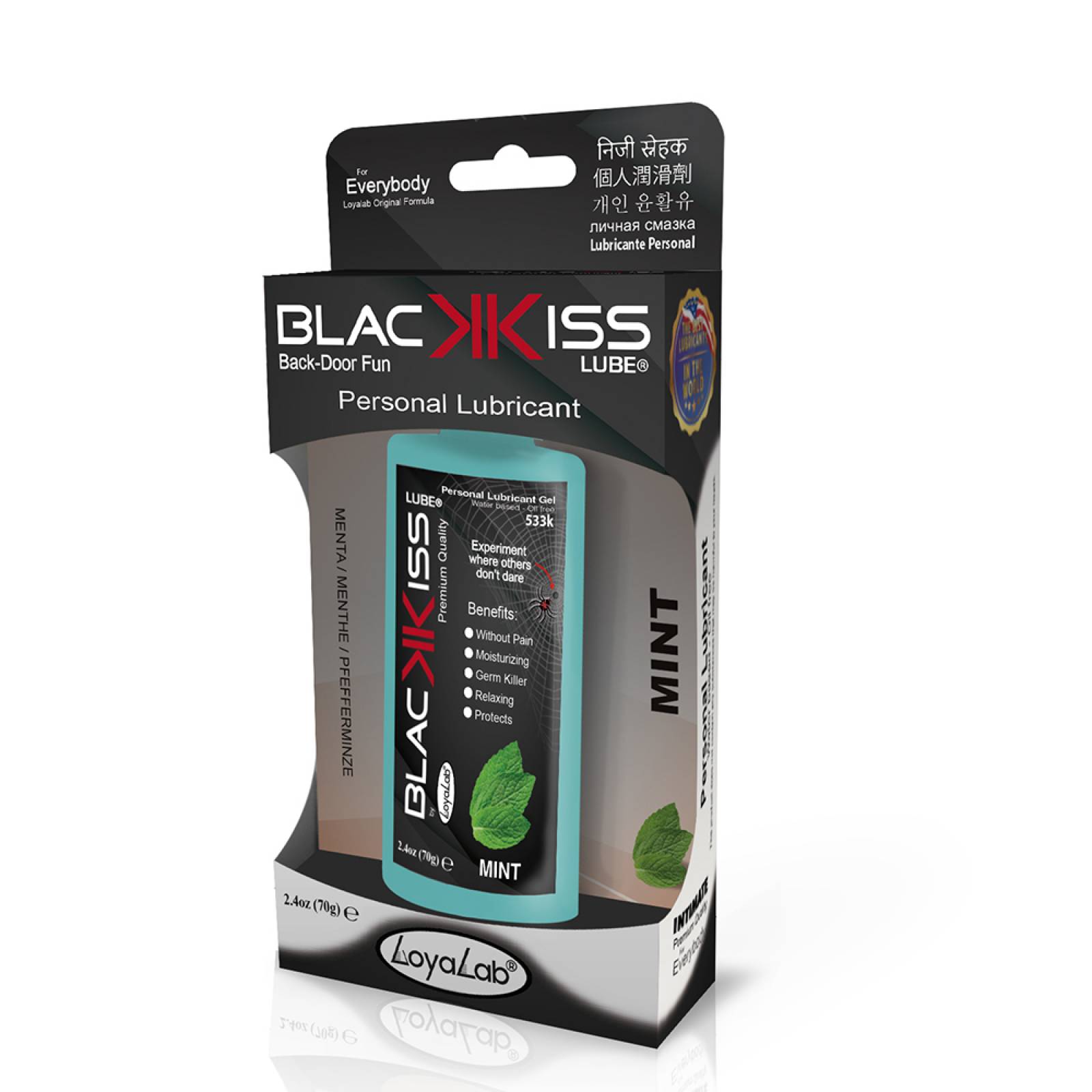 Gel Lubricante Anal Base Agua, Black Kiss Lube de Menta 70 g, Mod: 533k