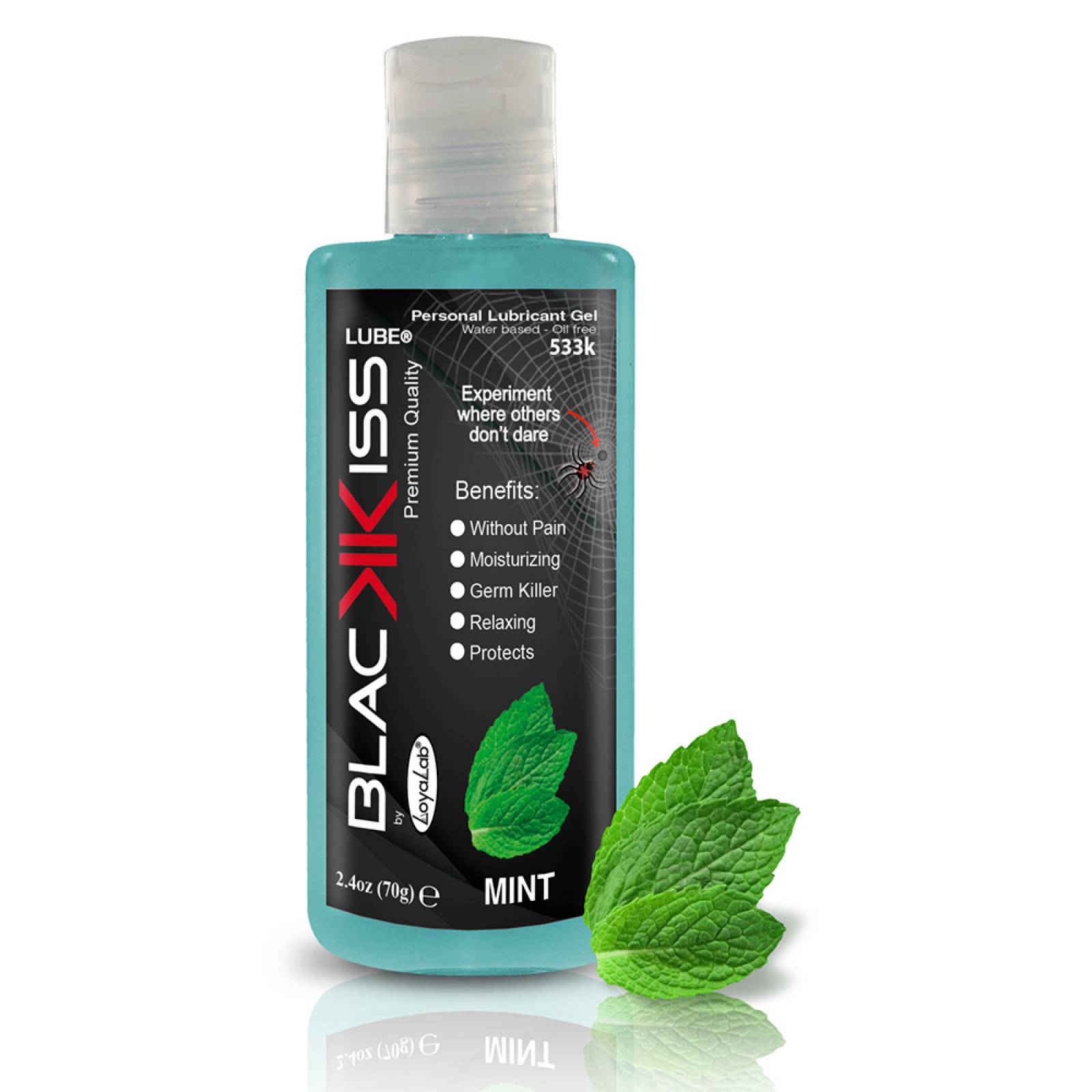 Gel Lubricante Anal Base Agua, Black Kiss Lube de Menta 70 g, Mod: 533k