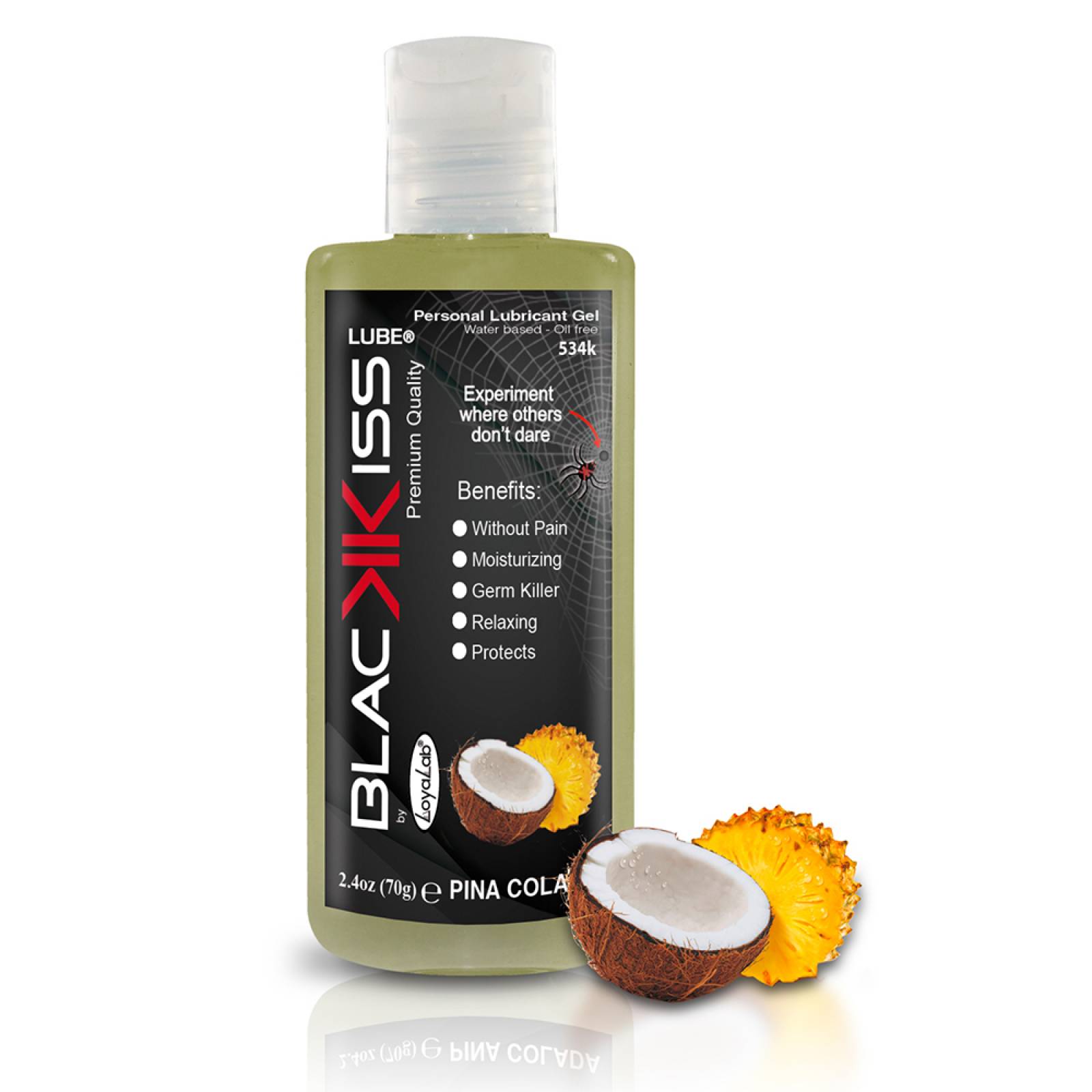 Gel Lubricante Anal Base Agua, Black Kiss Lube de Piña Colada 70 g, Mod: 534k