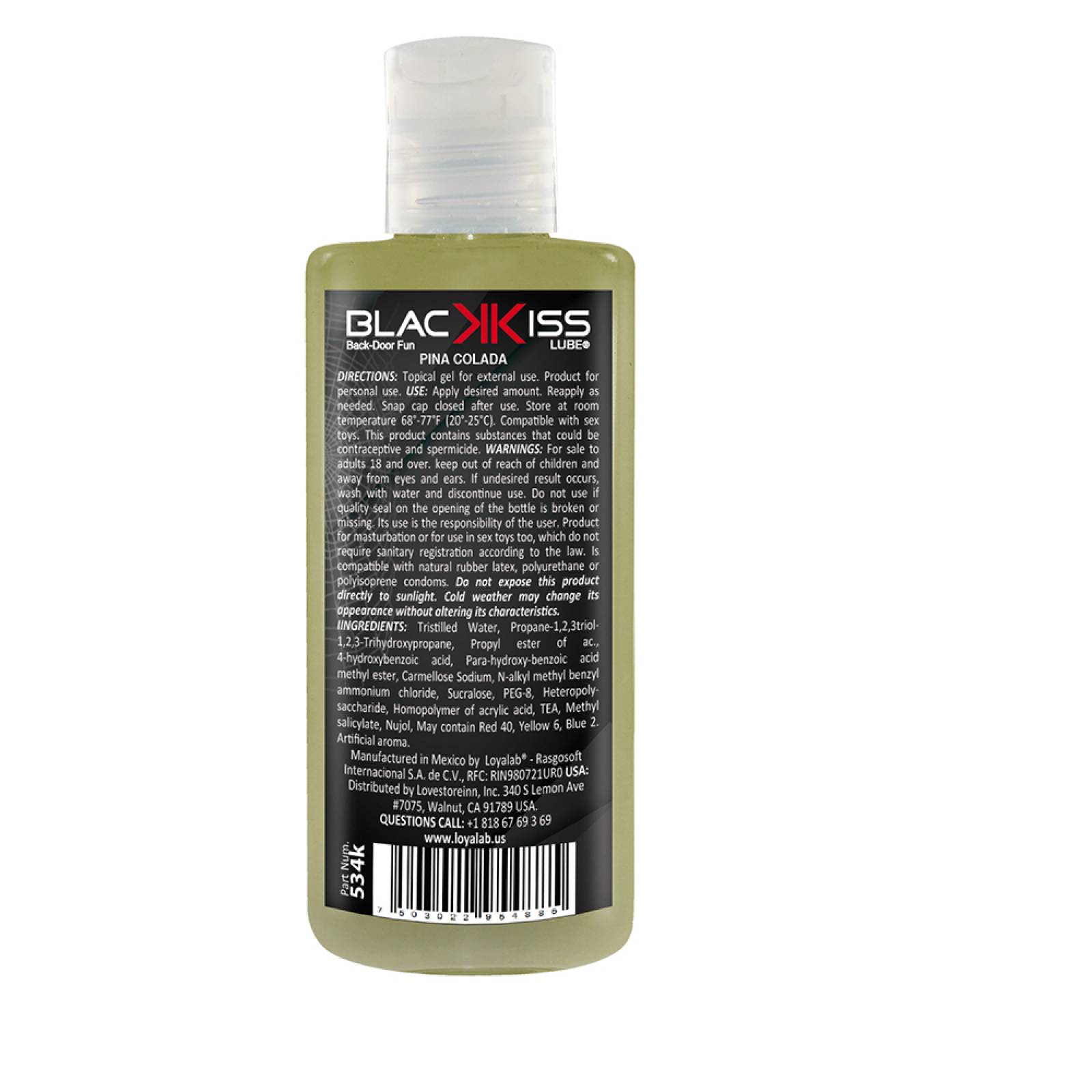 Gel Lubricante Anal Base Agua, Black Kiss Lube de Piña Colada 70 g, Mod: 534k