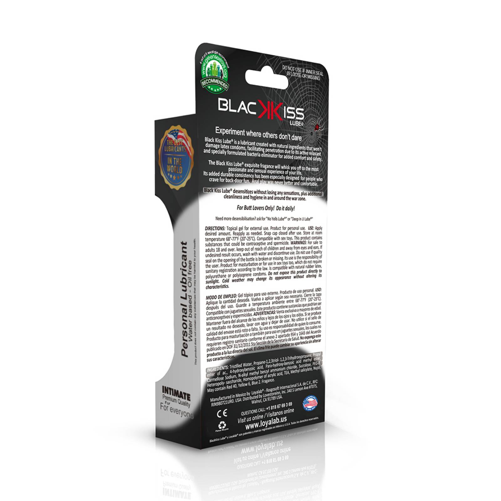 Gel Lubricante Anal Base Agua, Black Kiss Lube de Melón 70 g, Mod: 545k