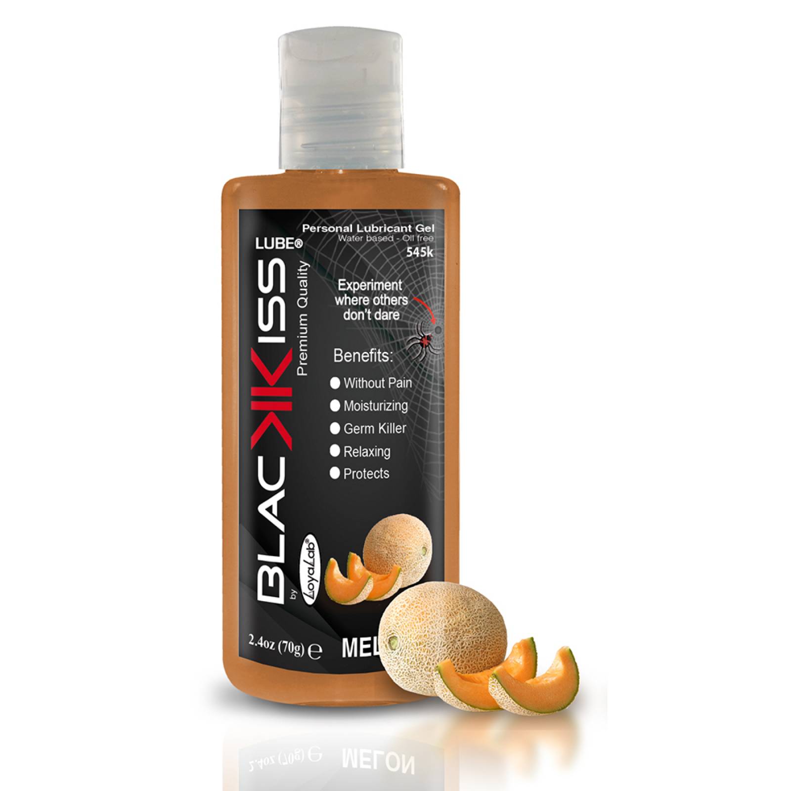 Gel Lubricante Anal Base Agua, Black Kiss Lube de Melón 70 g, Mod: 545k