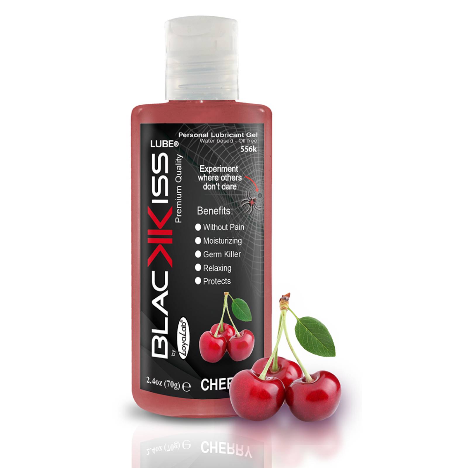 Gel Lubricante Anal Base Agua, Black Kiss Lube de Cereza 70 g, Mod: 556k