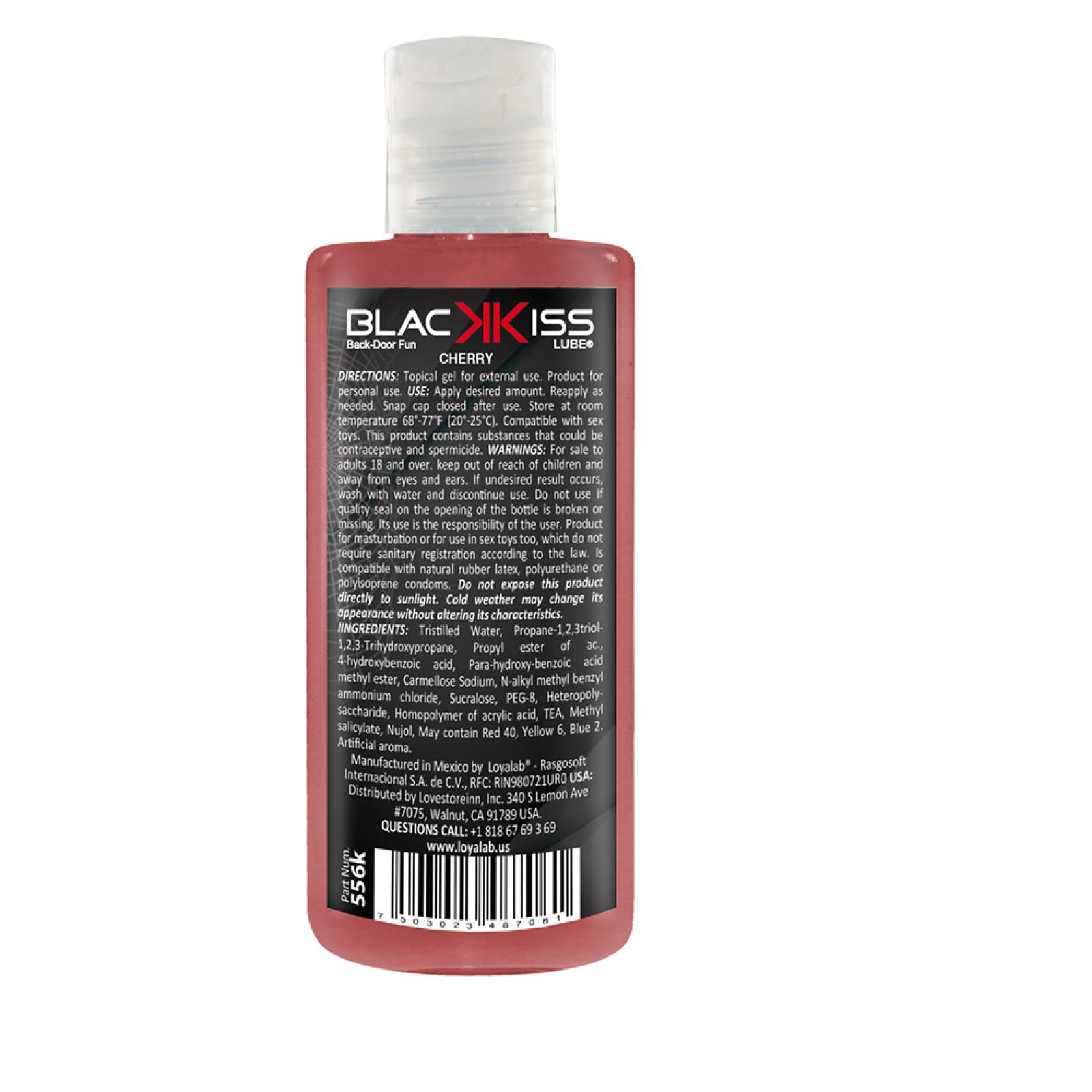 Gel Lubricante Anal Base Agua, Black Kiss Lube de Cereza 70 g, Mod: 556k
