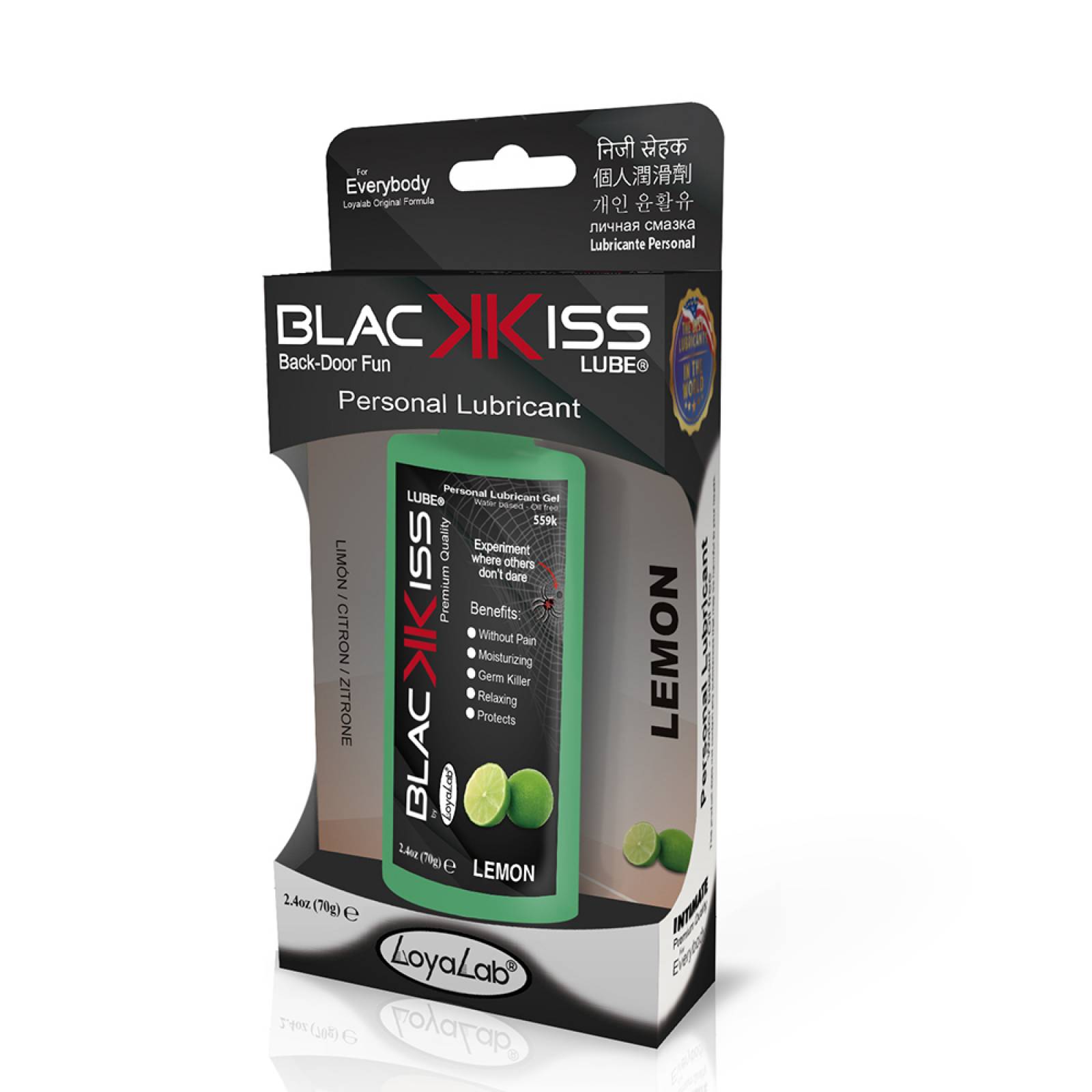 Gel Lubricante Anal Base Agua, Black Kiss Lube de Limón 70 g, Mod: 559k