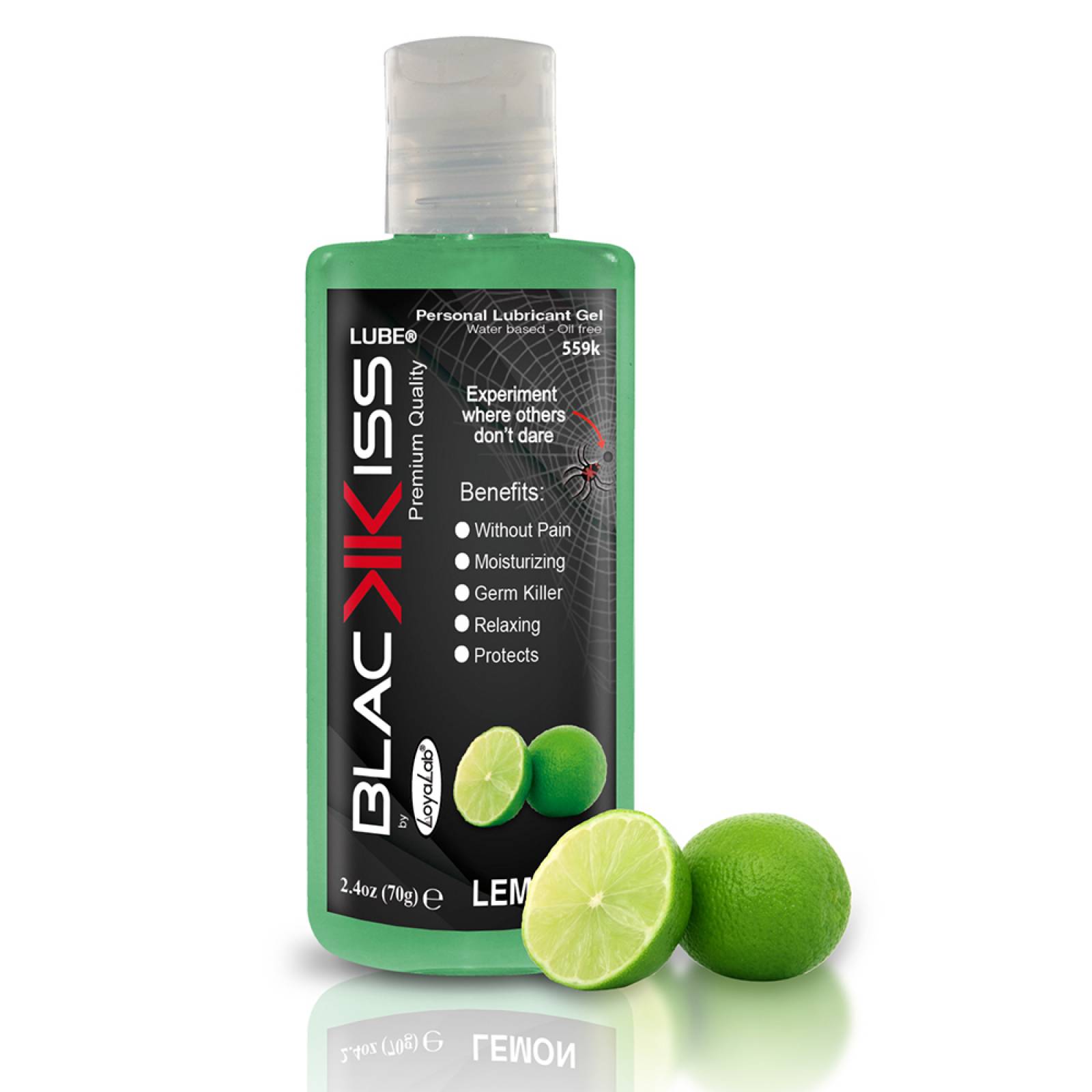 Gel Lubricante Anal Base Agua, Black Kiss Lube de Limón 70 g, Mod: 559k