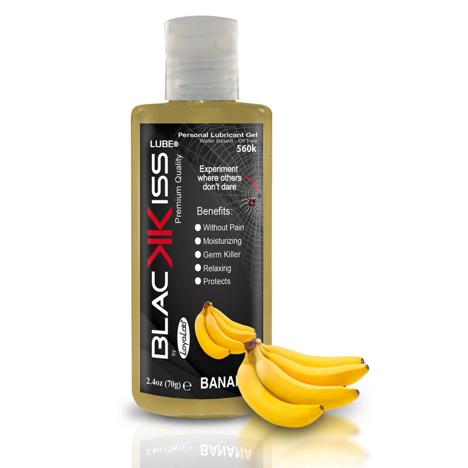 Gel Lubricante Anal Base Agua, Black Kiss Lube de Banana 70 g, Mod: 560k
