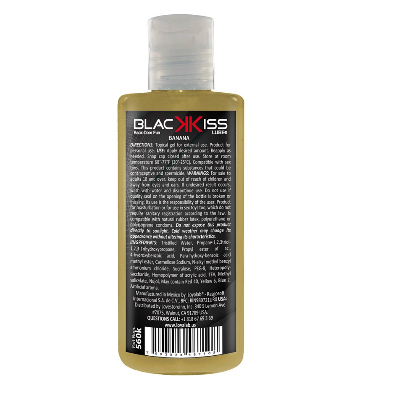 Gel Lubricante Anal Base Agua, Black Kiss Lube de Banana 70 g, Mod: 560k