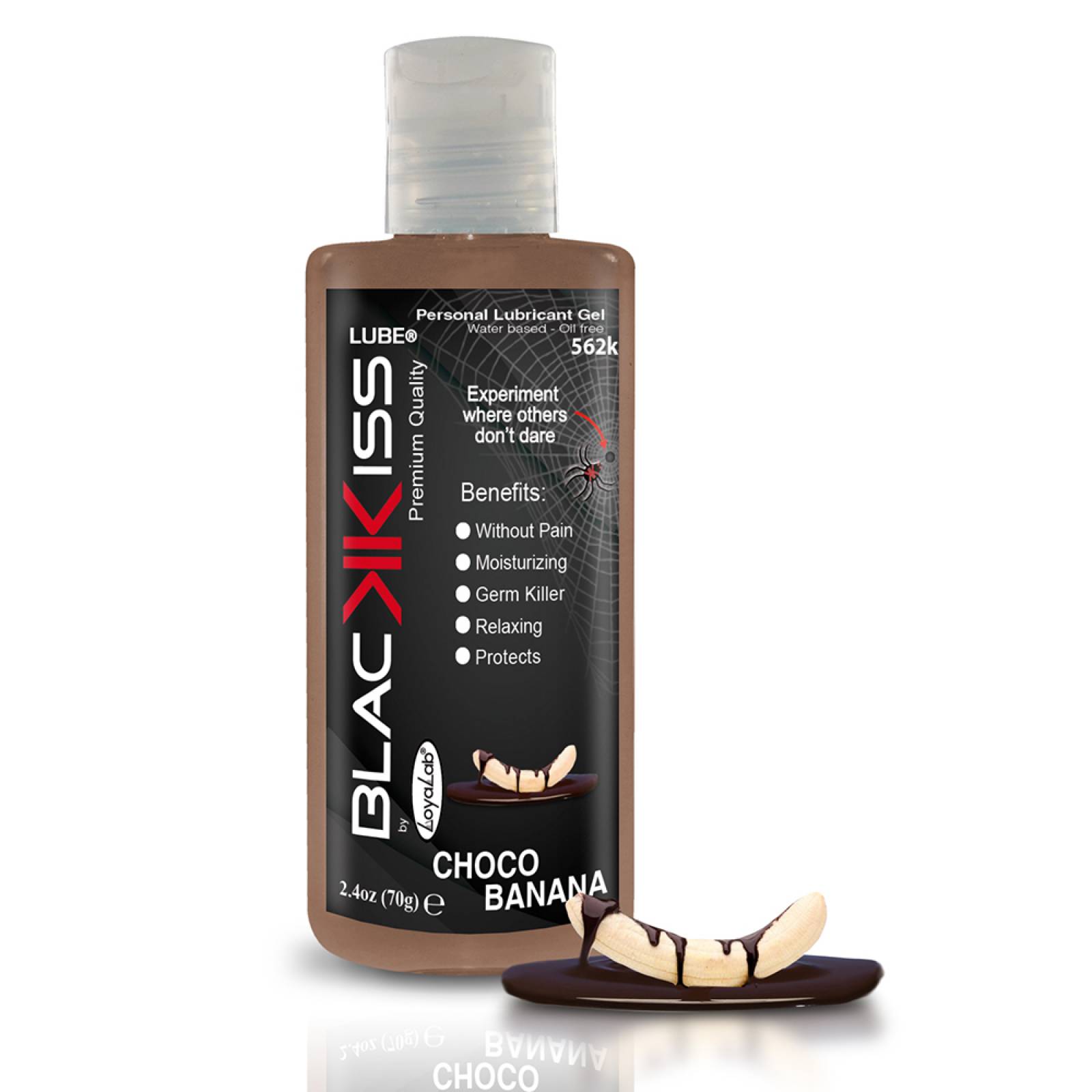 Gel Lubricante Anal Base Agua, Black Kiss Lube de Choco Banana 70 g, Mod: 562k Gel Lubricante Anal Base Agua, Black Kiss Lube de Choco Banana 70 g, Mod: 562k