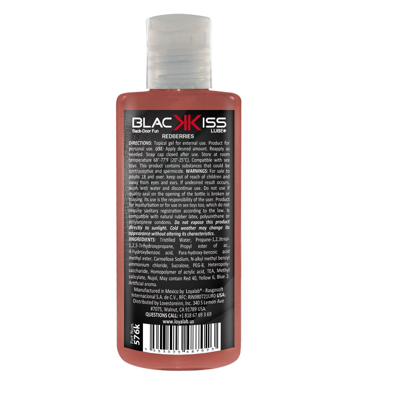 Gel Lubricante Anal Base Agua Black Kiss Lube De Frutos Rojos 70 G