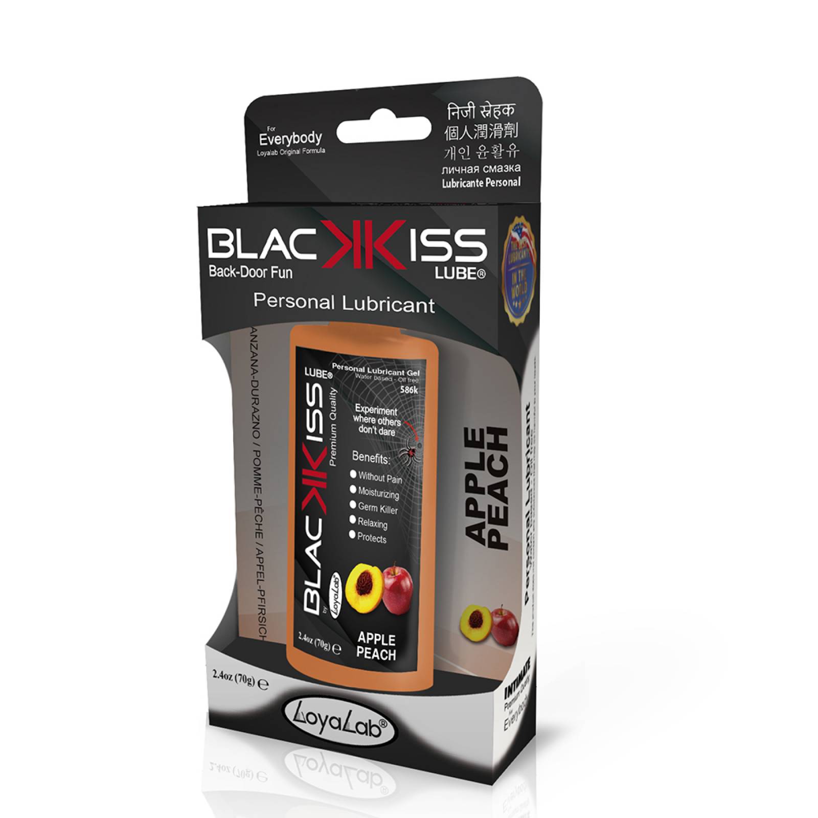 Gel Lubricante Anal Base Agua Black Kiss Lube De Manzana Durazno 70 G