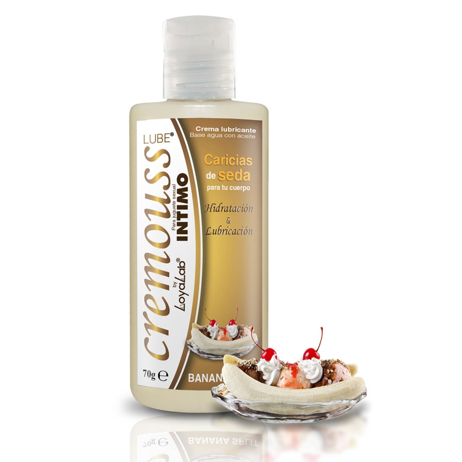 Gel Lubricante Intimo Hidratante Base Agua, Cremouss Lube de Banana Split 70 g, Mod: 547c
