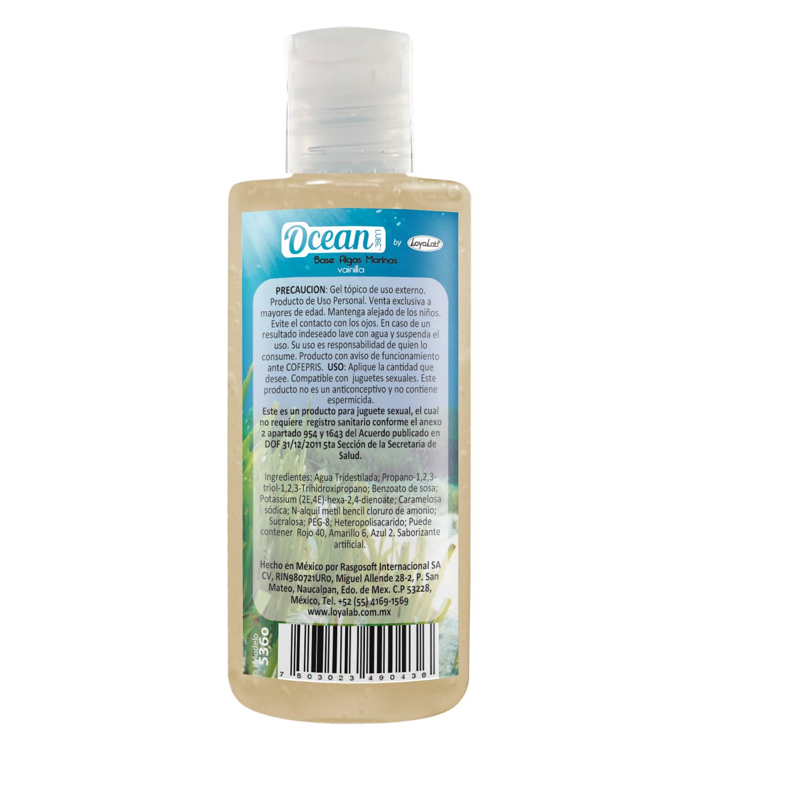 Gel Lubricante Intimo Base Agua y Algas Marinas, Ocean Lube de Vainilla 70  g, Mod: 536o