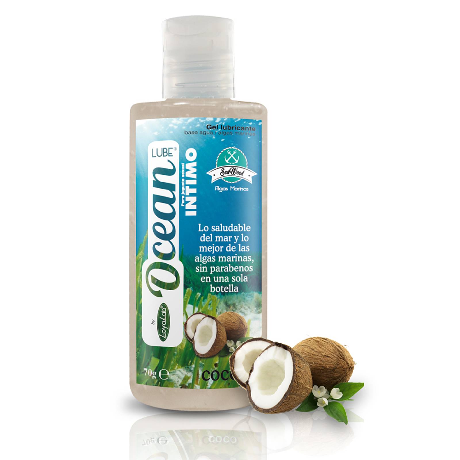 Gel Lubricante Intimo Base Agua y Algas Marinas, Ocean Lube de Coco 70 g, Mod: 558o