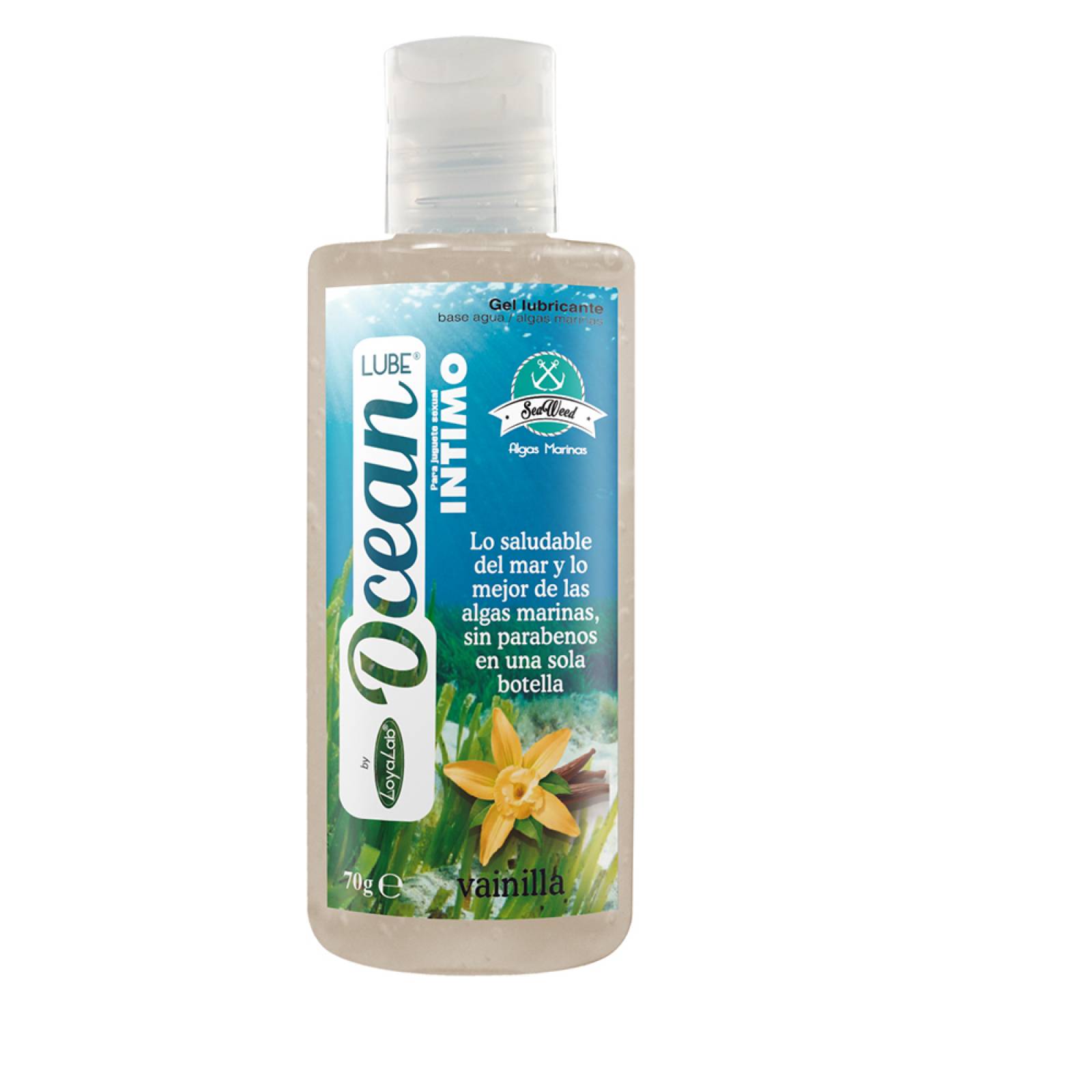Gel Lubricante Intimo Base Agua y Algas Marinas, Ocean Lube de Vainilla Durazno 70 g, Mod: 567o