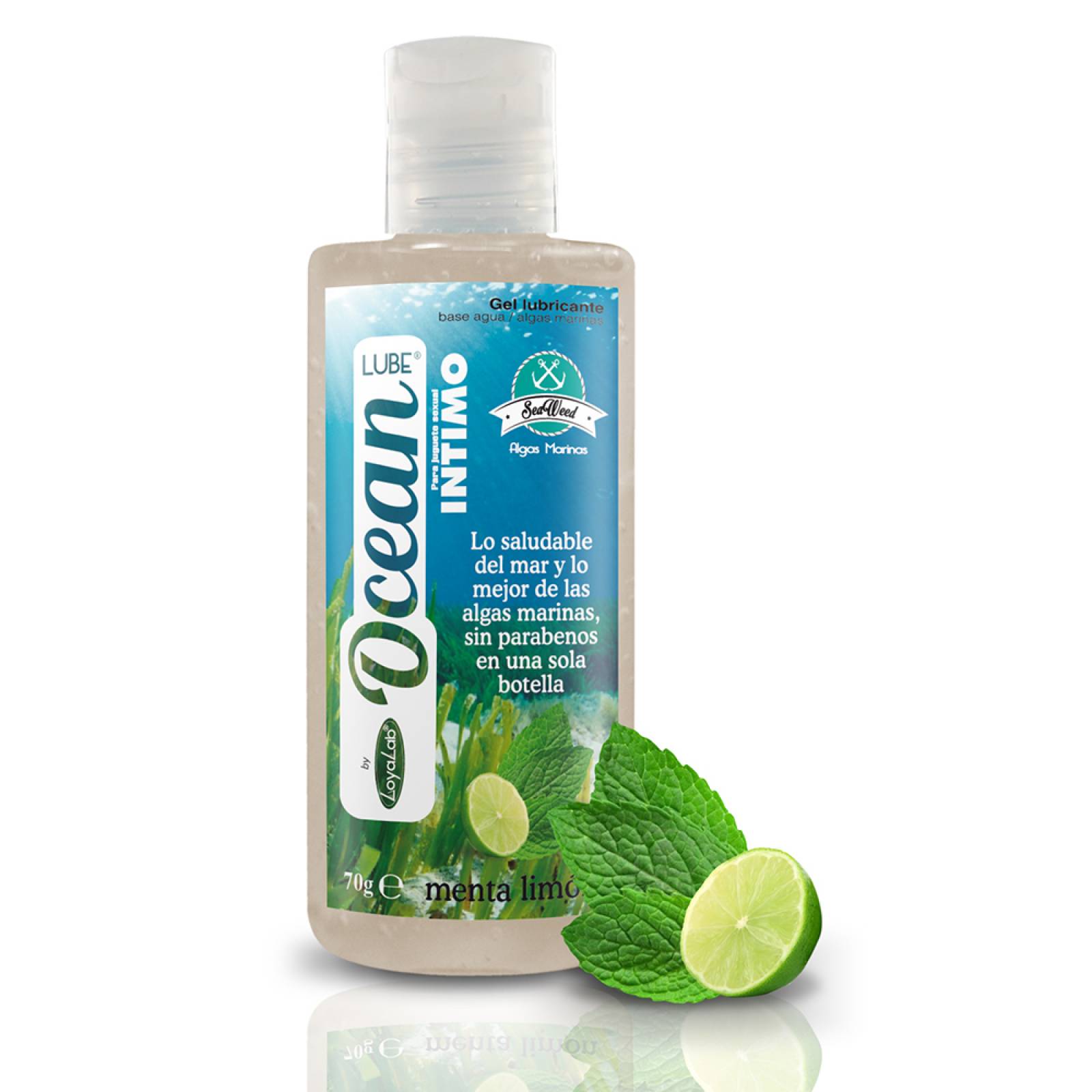 Gel Lubricante Intimo Base Agua y Algas Marinas, Ocean Lube de Menta Limón 70 g, Mod: 578o