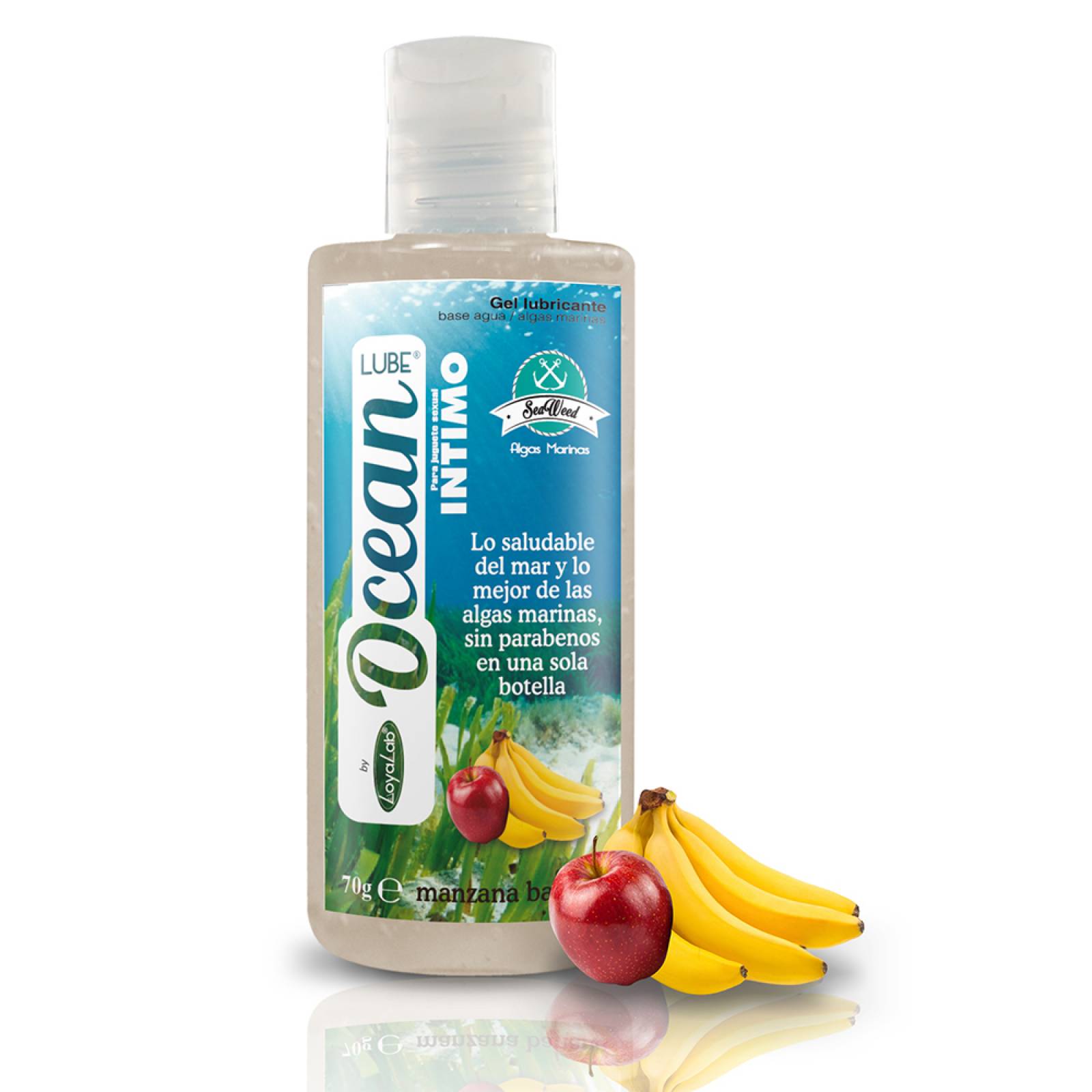 Gel Lubricante Intimo Base Agua y Algas Marinas, Ocean Lube de Manzana Banana 70 g, Mod: 590o