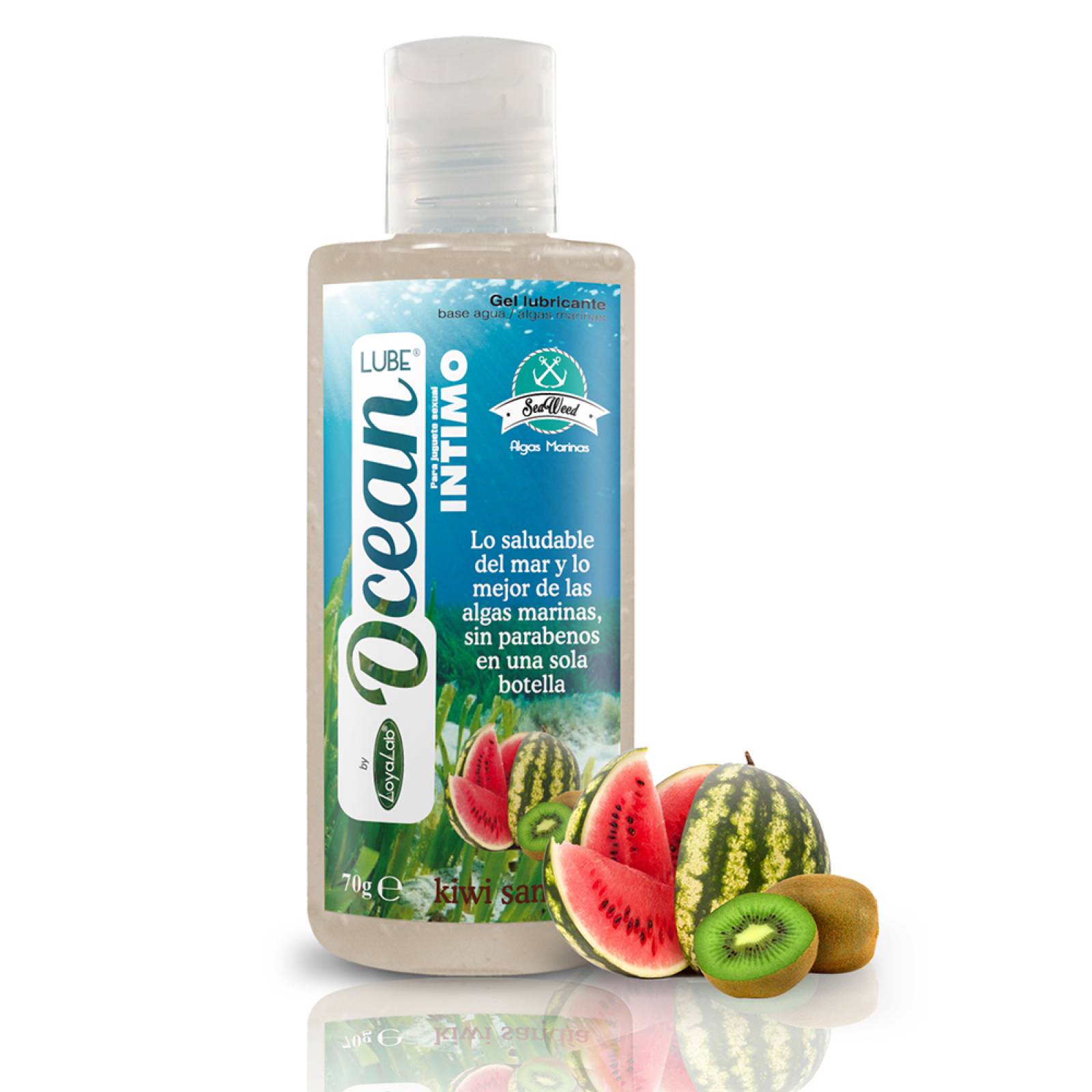 Gel Lubricante Intimo Base Agua y Algas Marinas, Ocean Lube de Kiwi Sandía 70 g, Mod: 593o