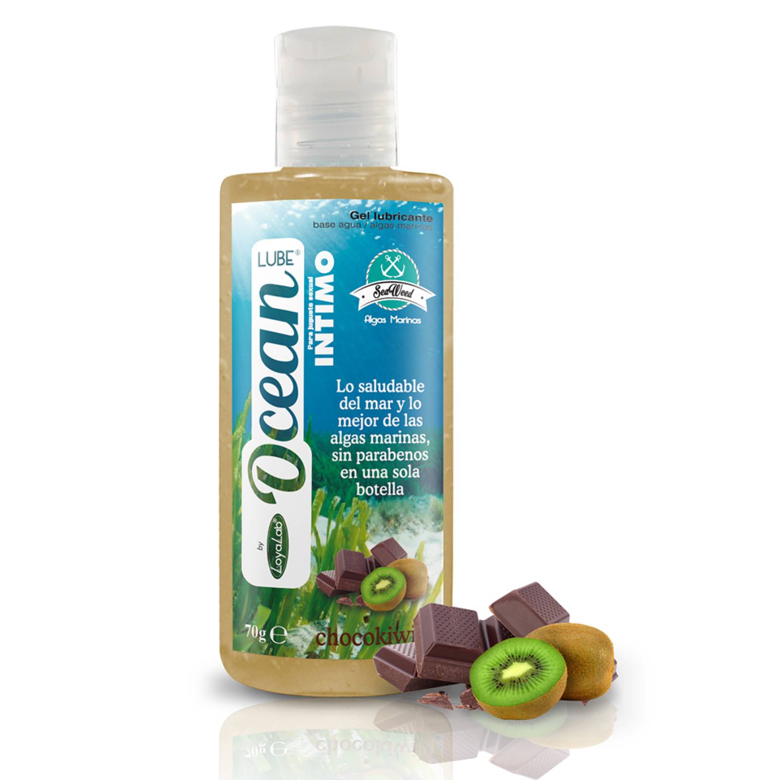 Gel Lubricante Intimo Base Agua y Algas Marinas, Ocean Lube de Choco Kiwi 70 g, Mod: 595o