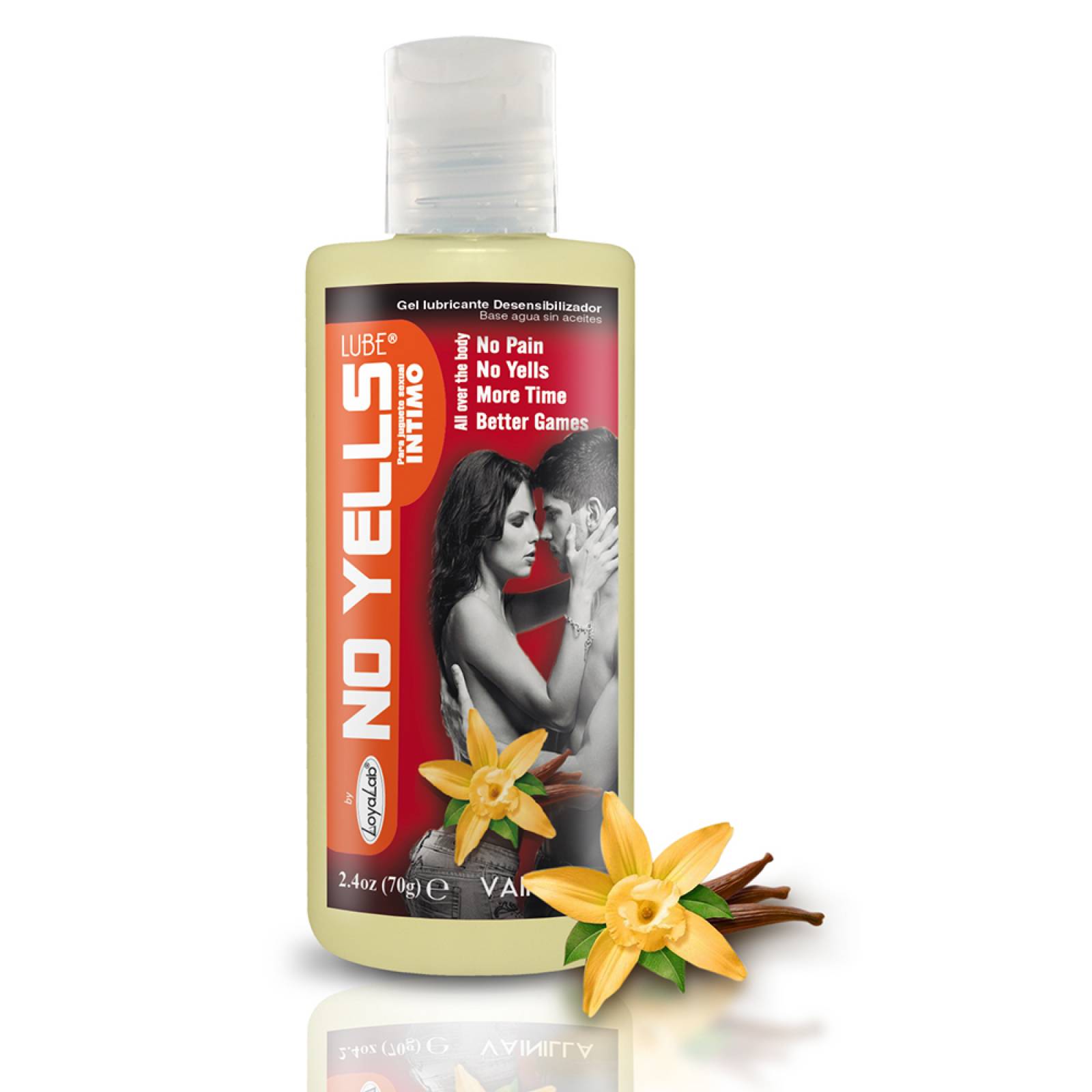 Gel Lubricante Desensibilizador Base Agua, No Yells Lube de Vainilla 70 g,  Mod: 536n