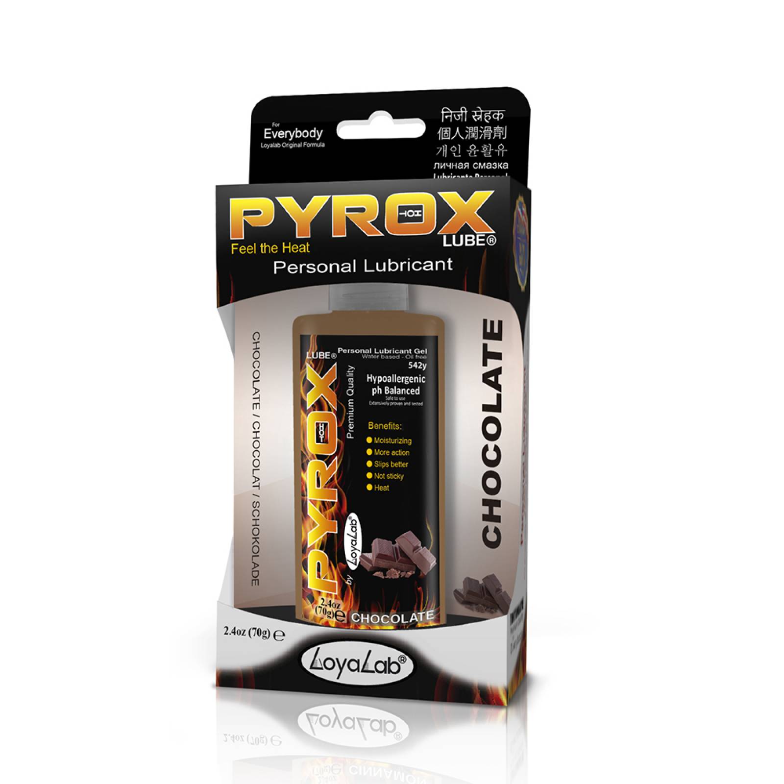 Gel Lubricante Intimo Efecto Calor, Pyrox Lube de Chocolate 70 g, Mod: 542y