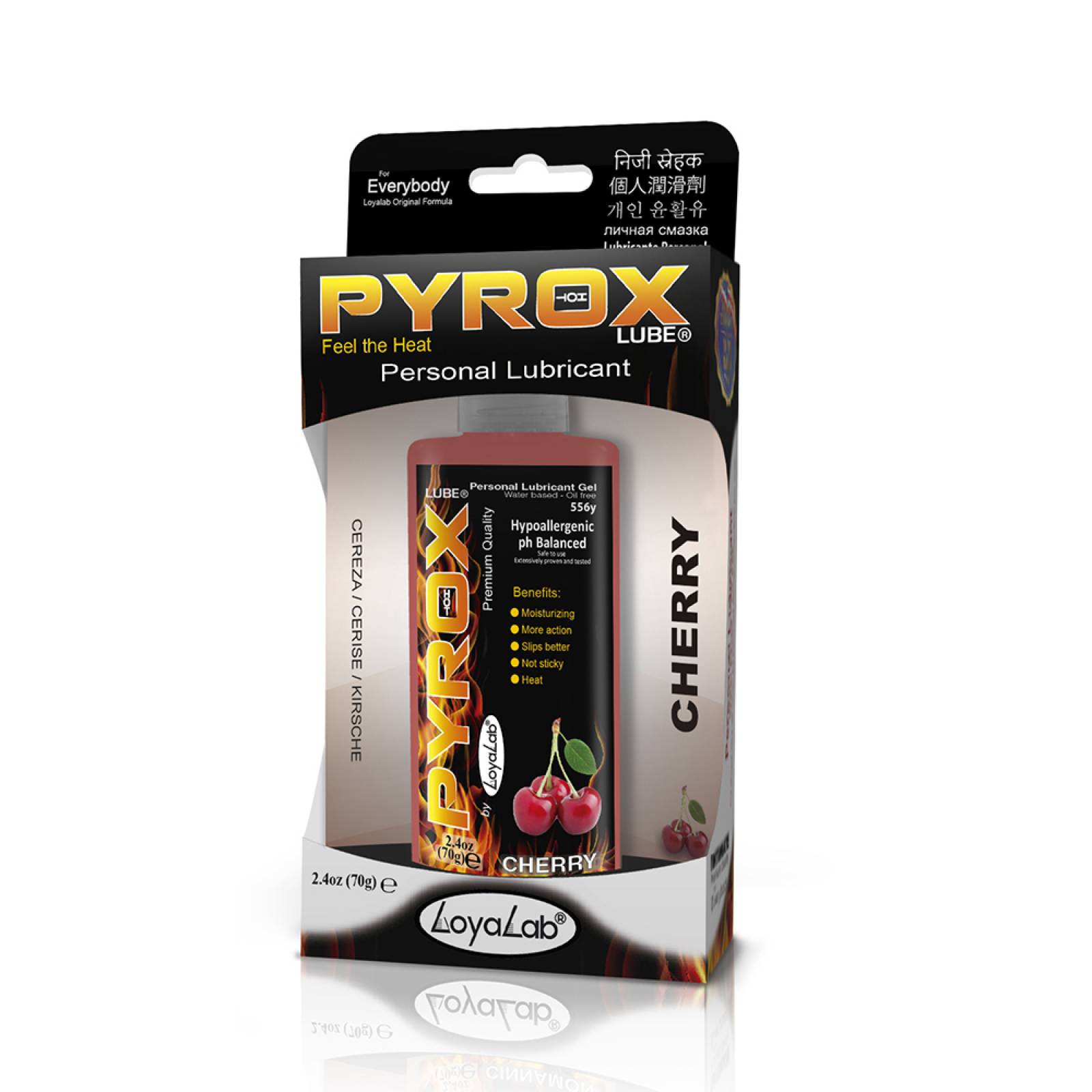 Gel Lubricante Intimo Efecto Calor, Pyrox Lube de Cereza 70 g, Mod: 556y
