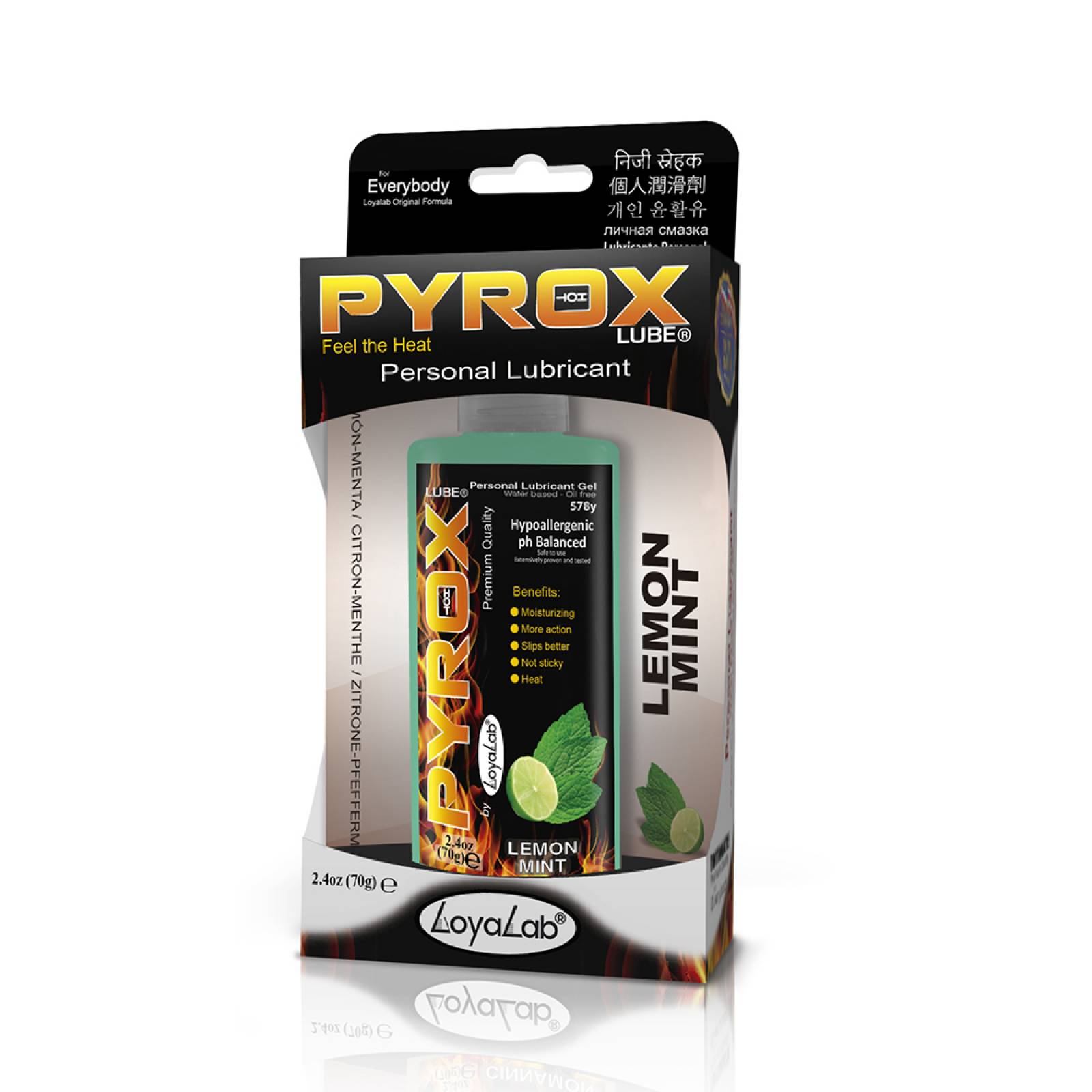 Gel Lubricante Intimo Efecto Calor, Pyrox Lube de Menta Limón 70 g, Mod: 578y