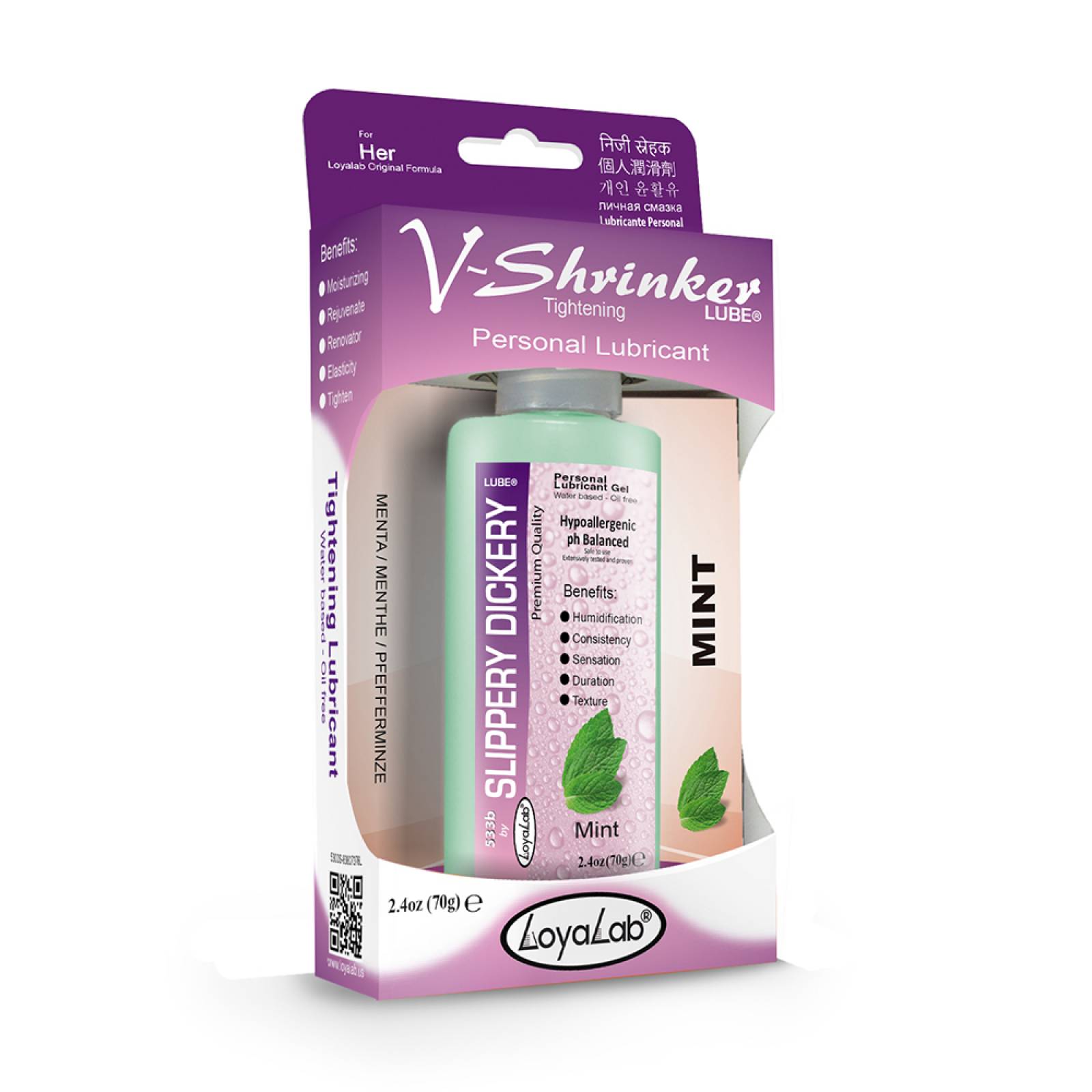 Gel Lubricante Intimo Estrechador, V-Shrinker Lube de Menta - 70 g, Mod: 533v