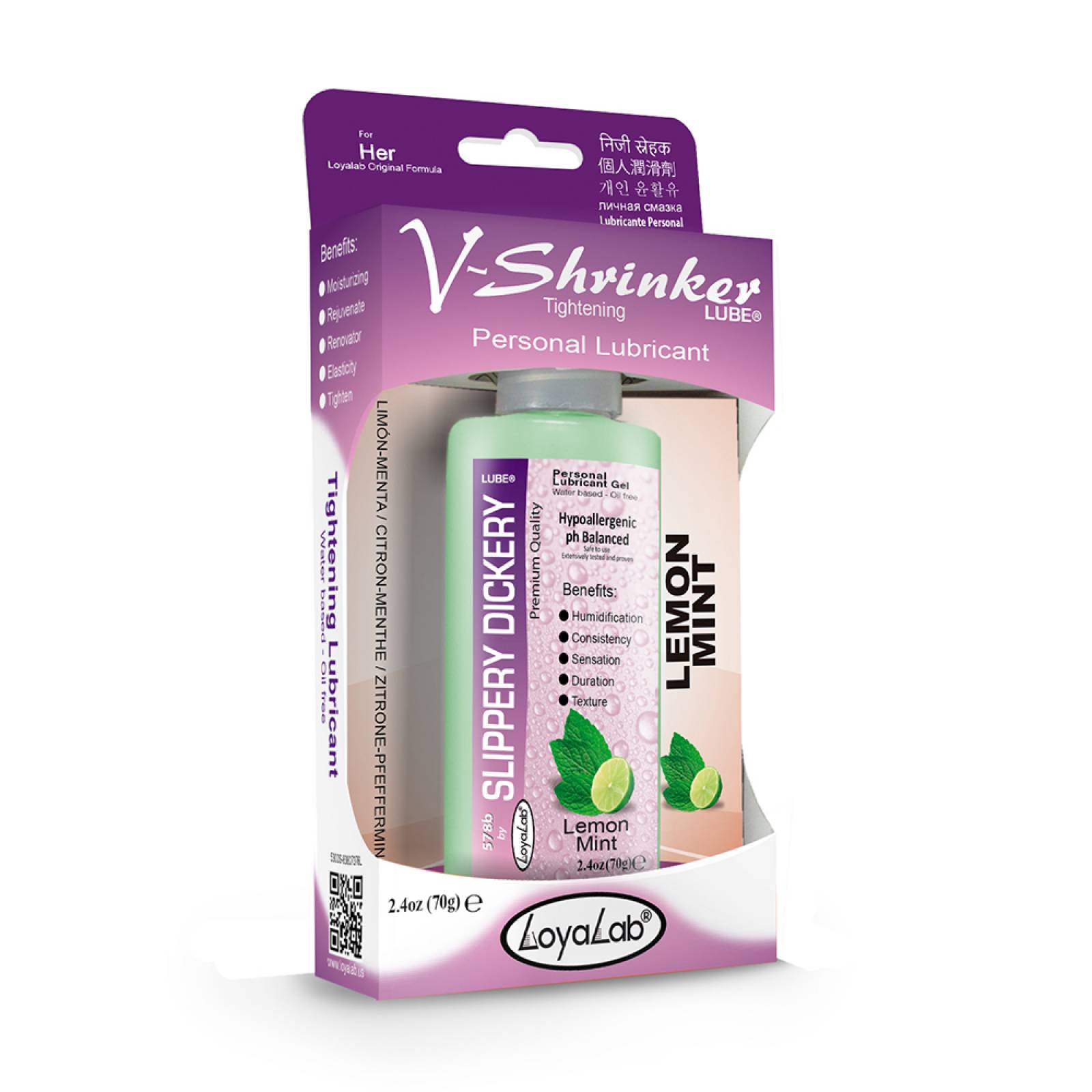 Gel Lubricante Intimo Estrechador, V-Shrinker Lube de Menta Limón - 70 g, Mod: 578v