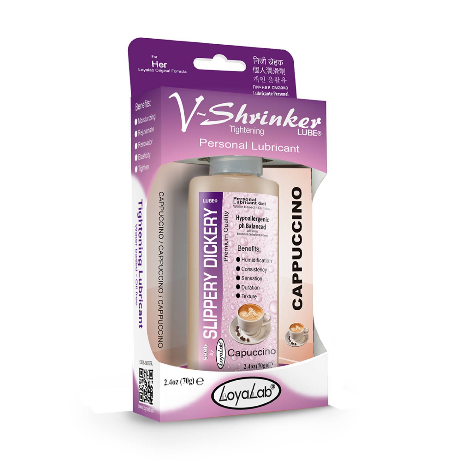 Gel Lubricante Intimo Estrechador, V-Shrinker Lube de Capuchino - 70 g, Mod: 599v
