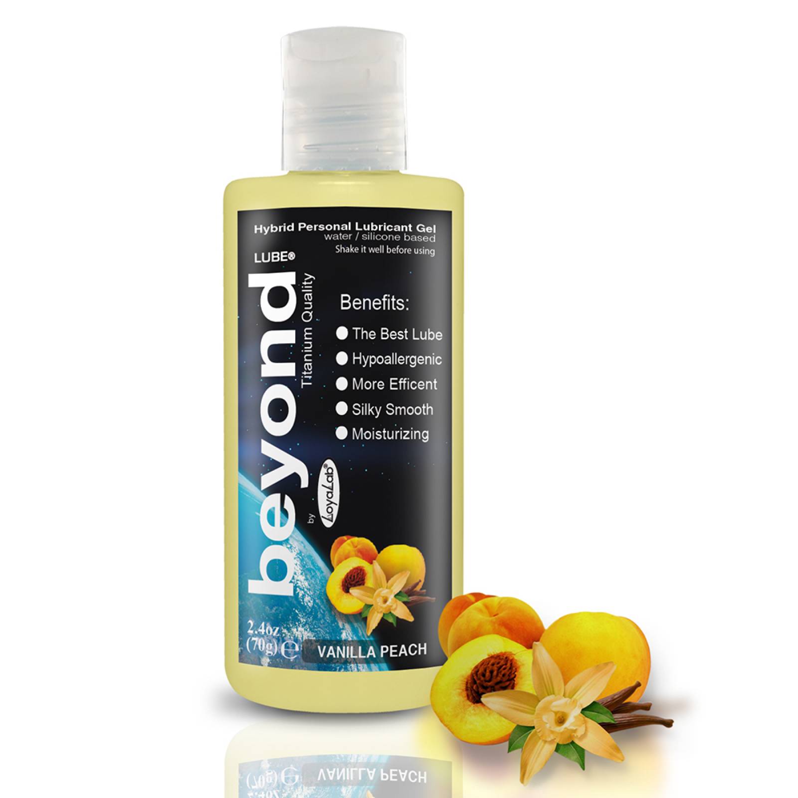 Gel Lubricante Intimo Híbrido, Beyond Lube de Vainilla Durazno 70 g, Mod: 567t