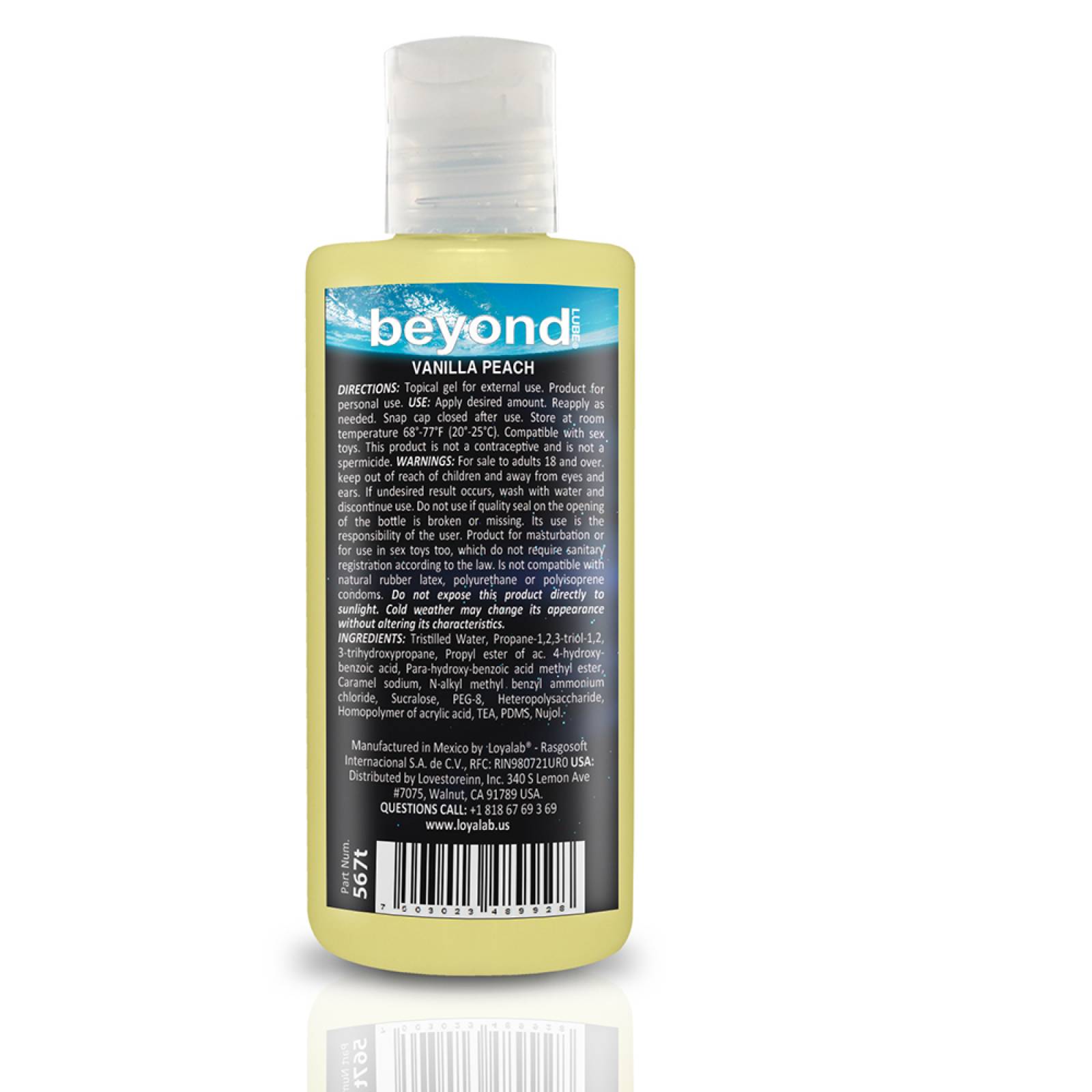 Gel Lubricante Intimo Híbrido, Beyond Lube de Vainilla Durazno 70 g, Mod: 567t