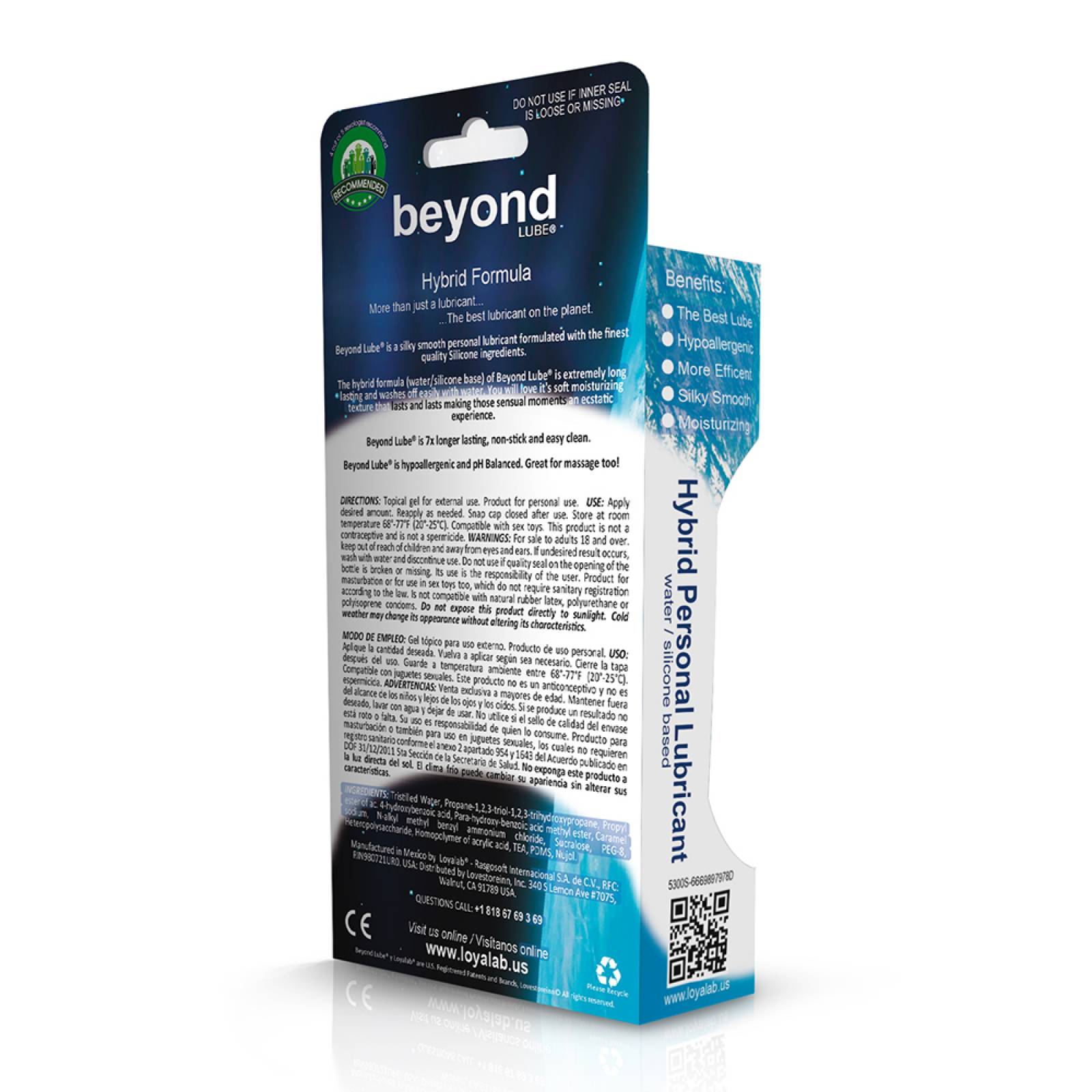 Gel Lubricante Intimo Híbrido, Beyond Lube de Manzana Durazno 70 g, Mod: 586t