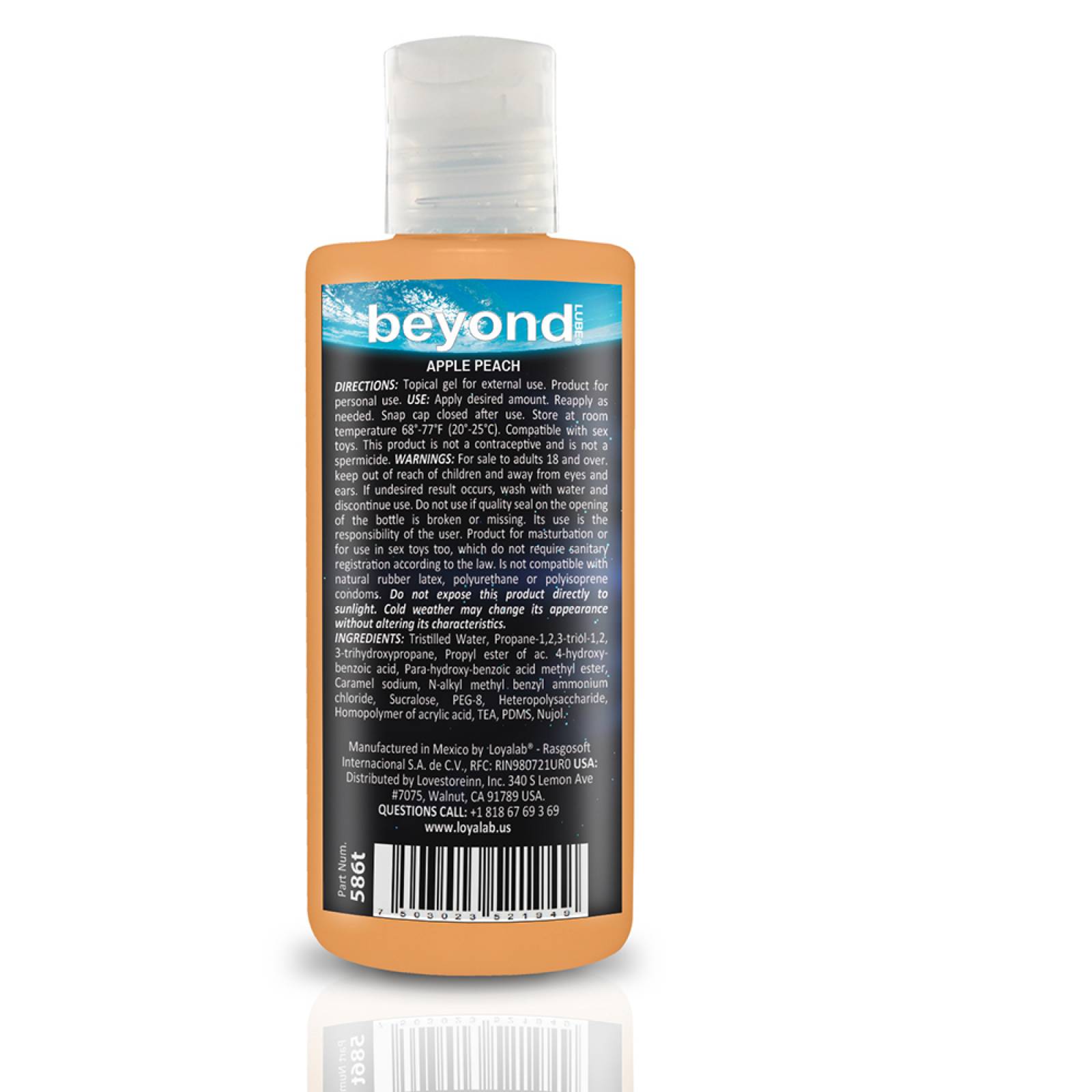 Gel Lubricante Intimo Híbrido, Beyond Lube de Manzana Durazno 70 g, Mod: 586t