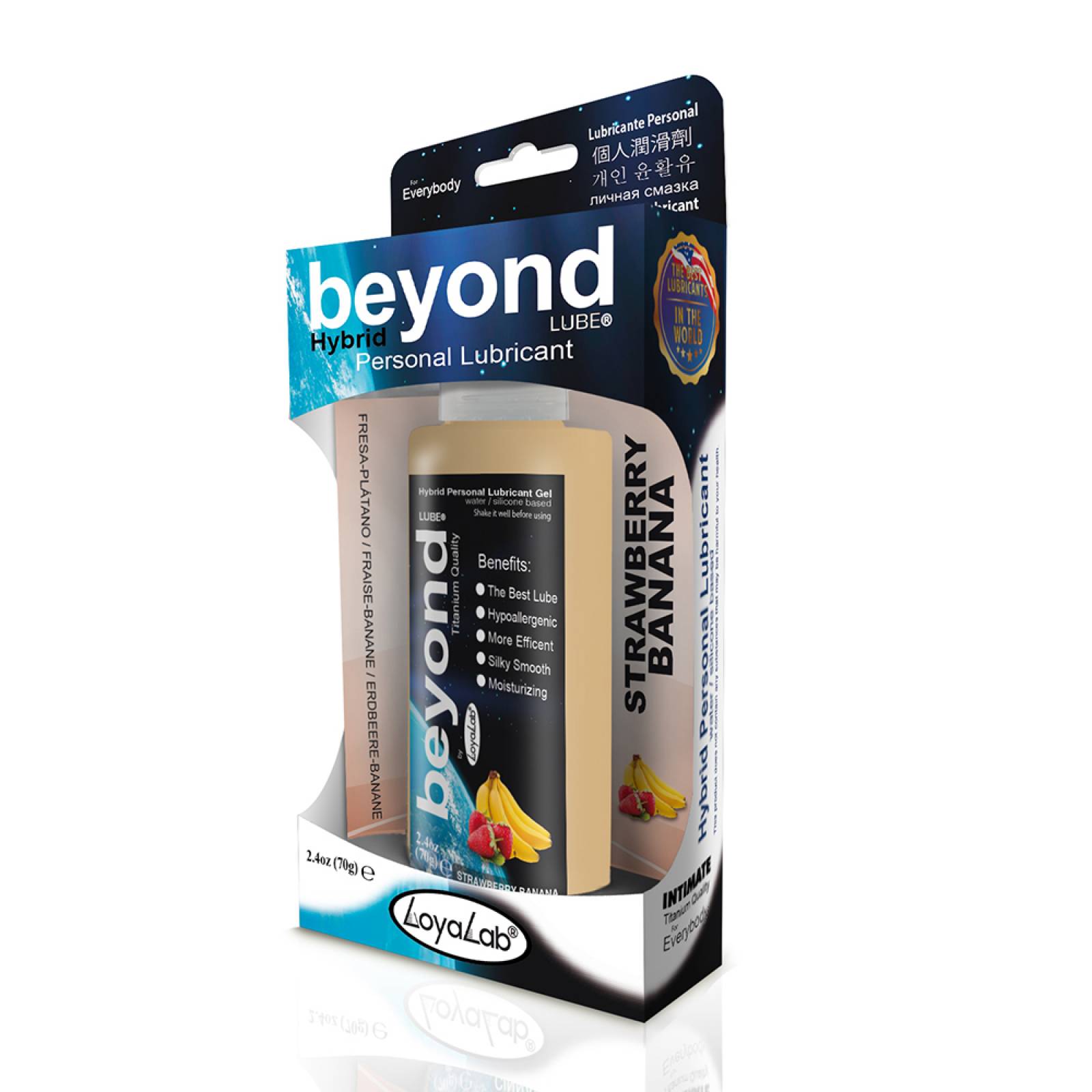 Gel Lubricante Intimo Híbrido, Beyond Lube de Fresa Banana 70 g, Mod: 589t
