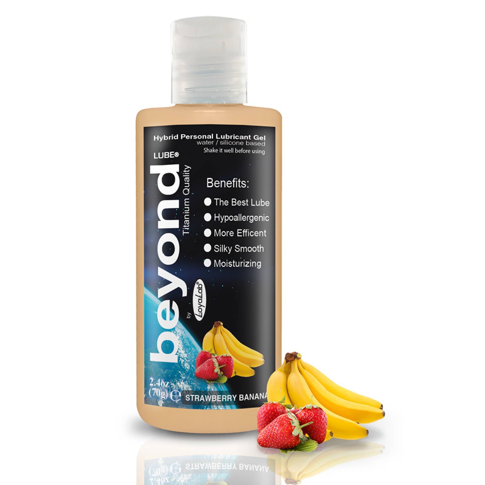 Gel Lubricante Intimo Híbrido, Beyond Lube de Fresa Banana 70 g, Mod: 589t