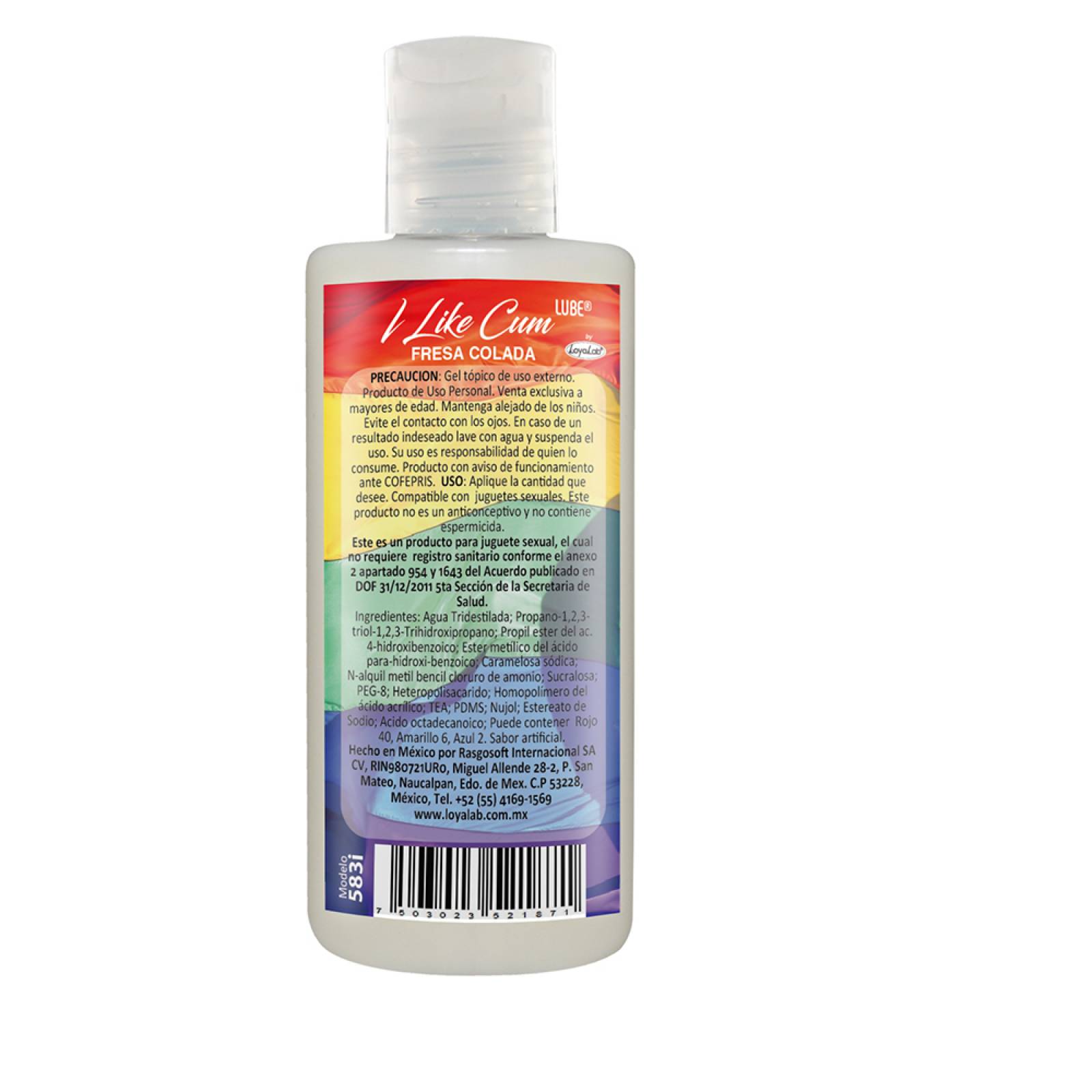 Gel Lubricante Intimo Híbrido Imitación Esperma, I Like Cum Lube de Fresa Uva 70 g, Mod: 585i