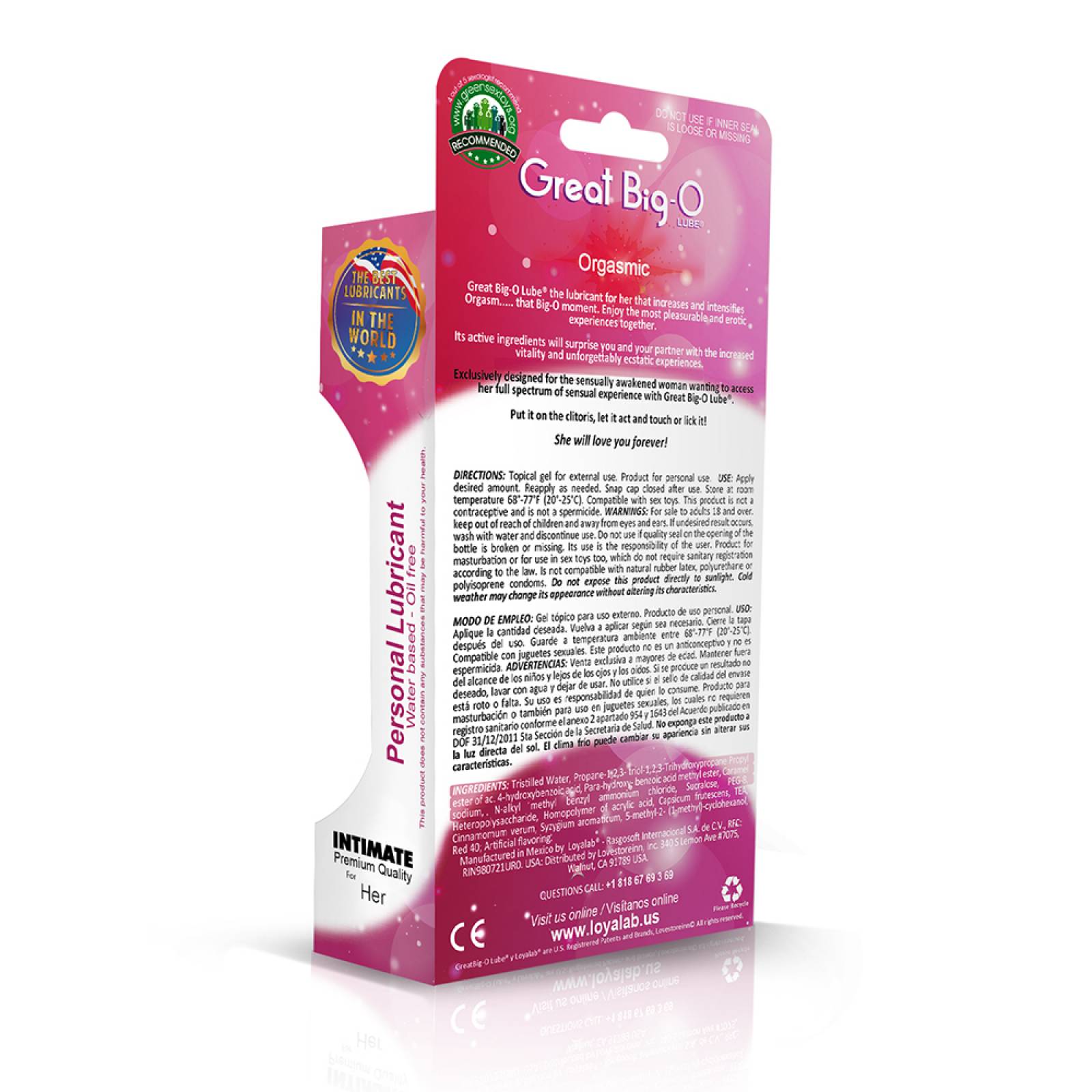 Gel Femenino Clitoral Base Agua, Great Big-O Lube de Manzana - 70 g, Mod: 548m