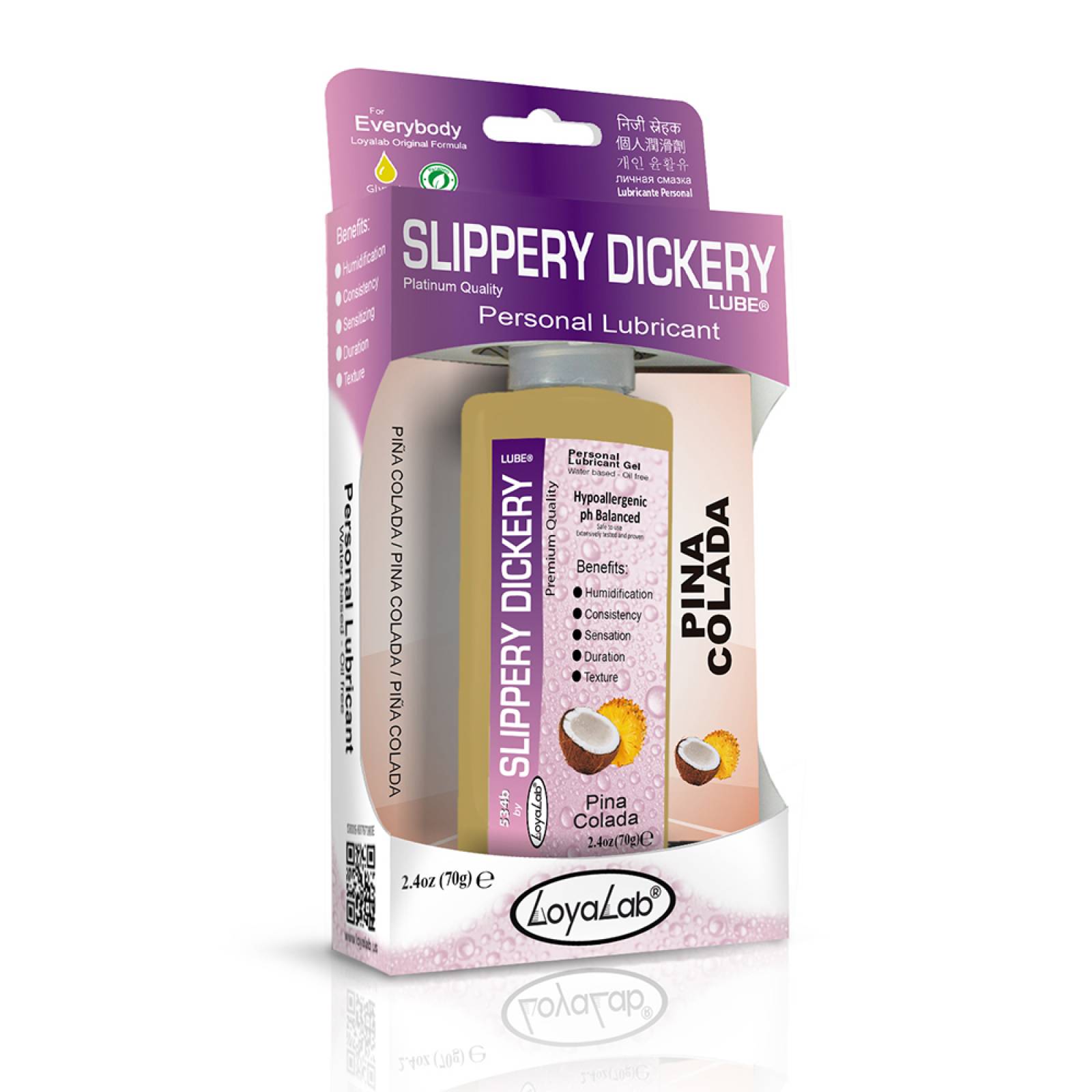 Gel Lubricante Intimo Platinum Base Agua, Slippery Dickery Lube de Piña Colada 70 g, Mod: 534b