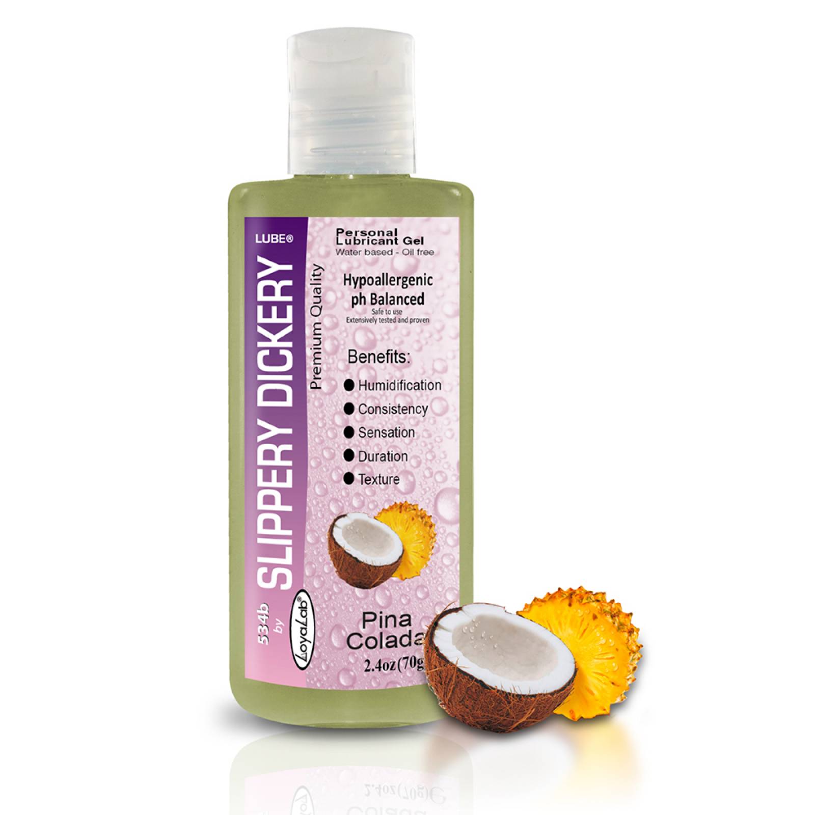 Gel Lubricante Intimo Platinum Base Agua, Slippery Dickery Lube de Piña Colada 70 g, Mod: 534b