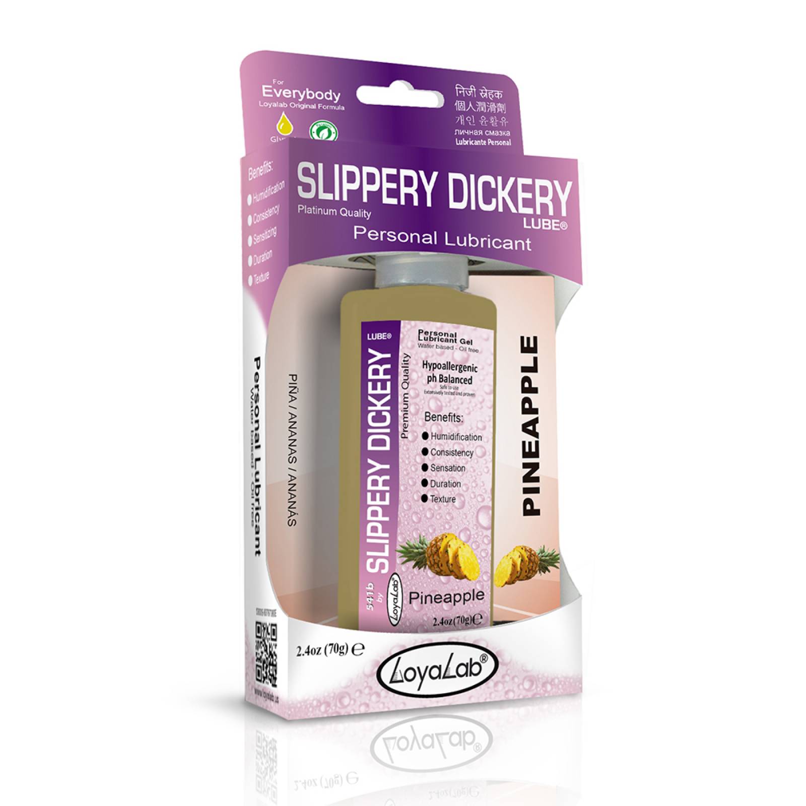 Gel Lubricante Intimo Platinum Base Agua, Slippery Dickery Lube de Piña 70 g, Mod: 541b