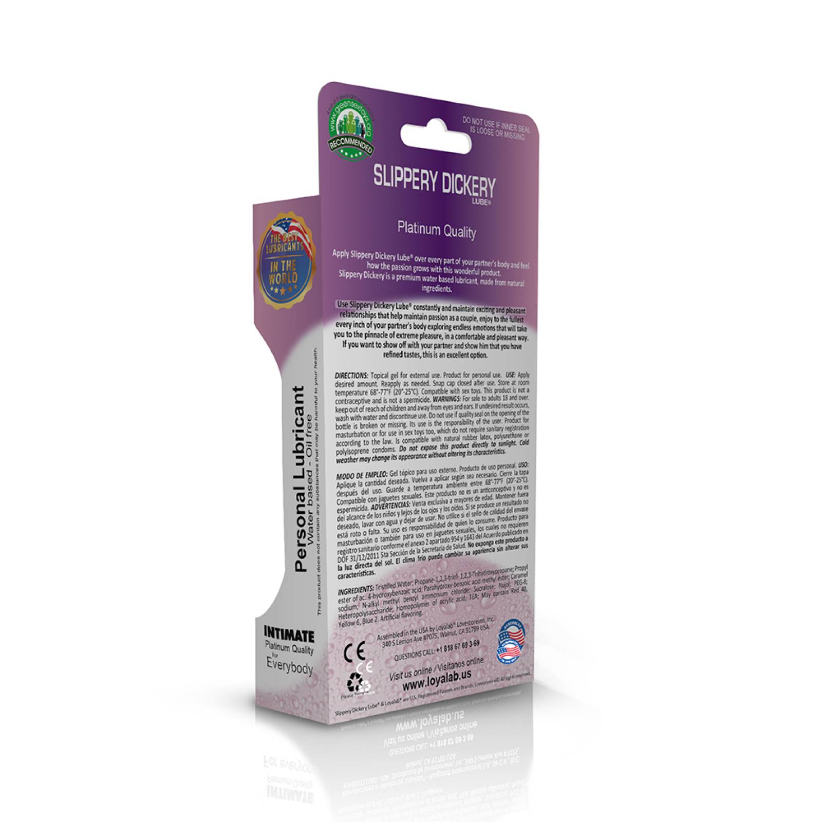 Gel Lubricante Intimo Platinum Base Agua, Slippery Dickery Lube de Piña 70 g, Mod: 541b